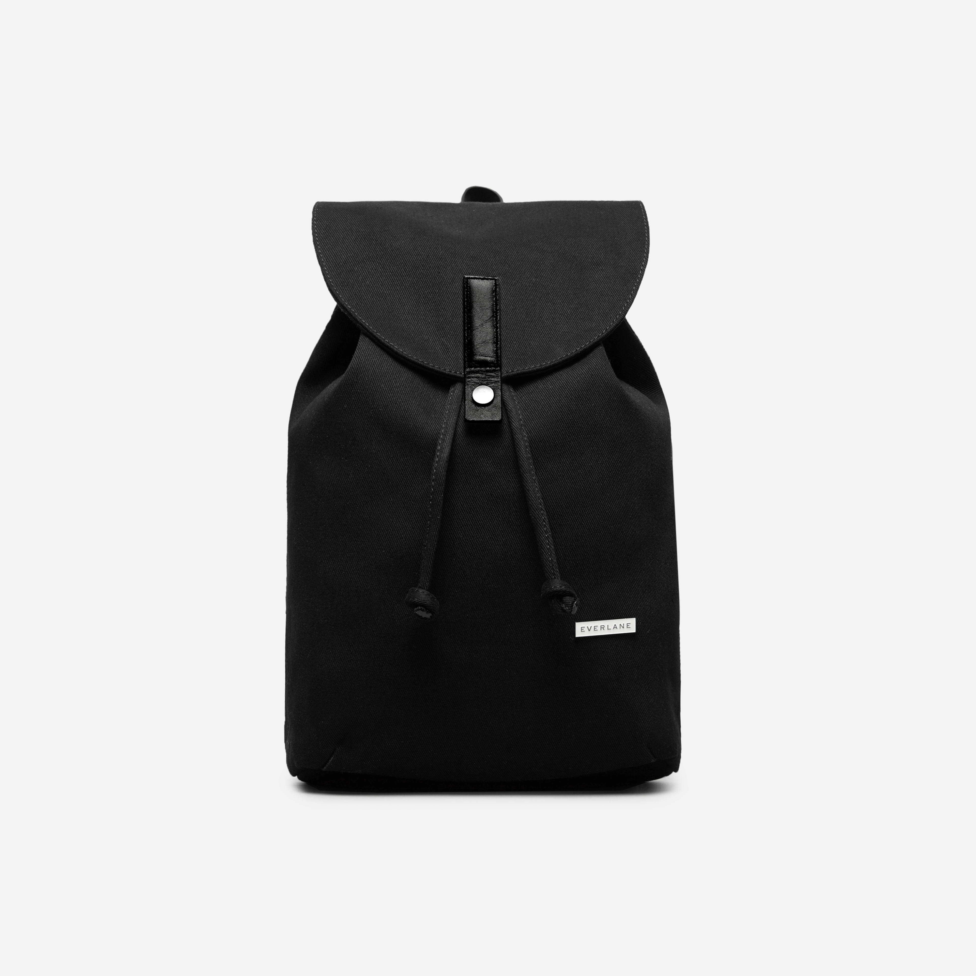 The Modern Twill Single Snap Backpack Small Black Everlane