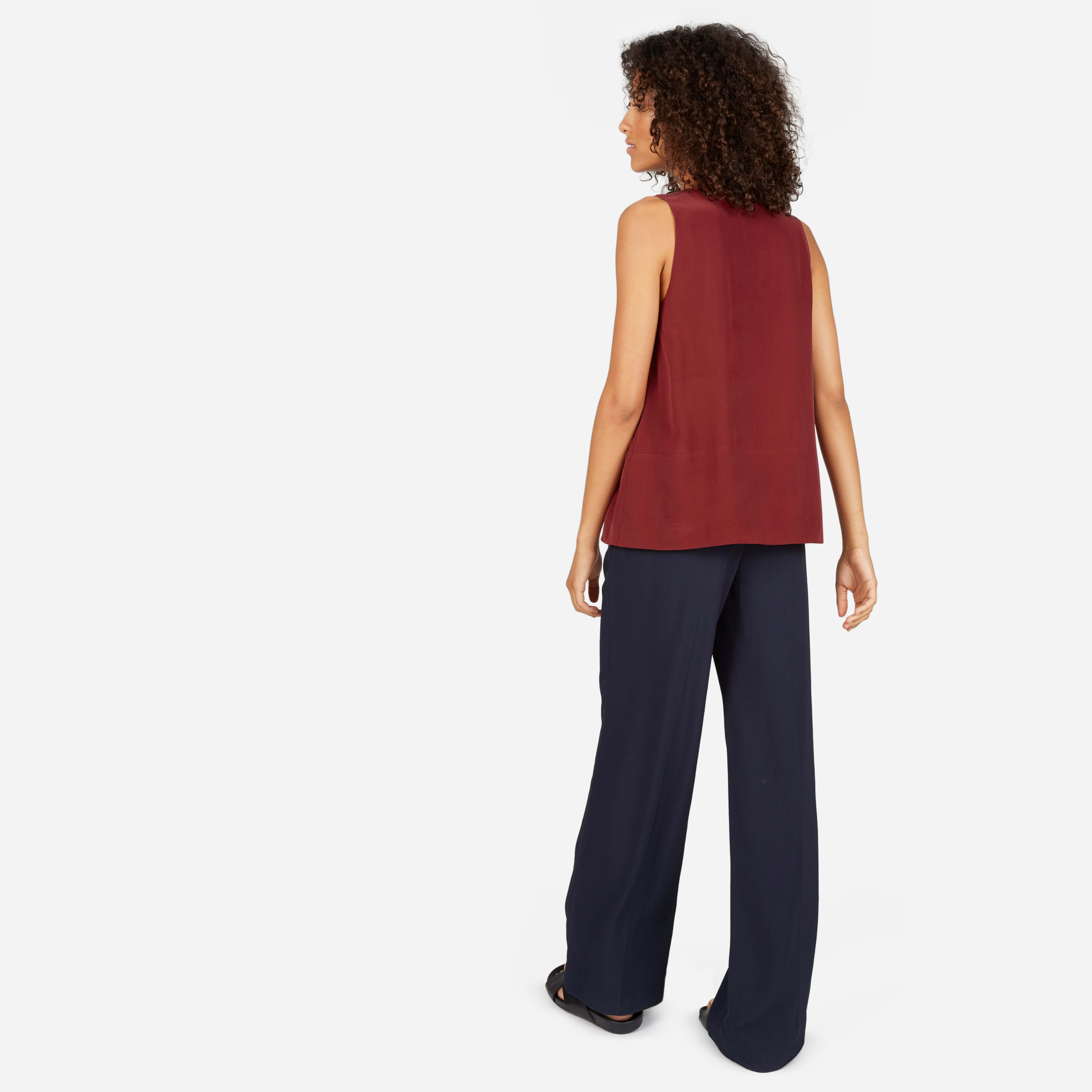 The Double Lined Silk V Neck Tank Wine Everlane 