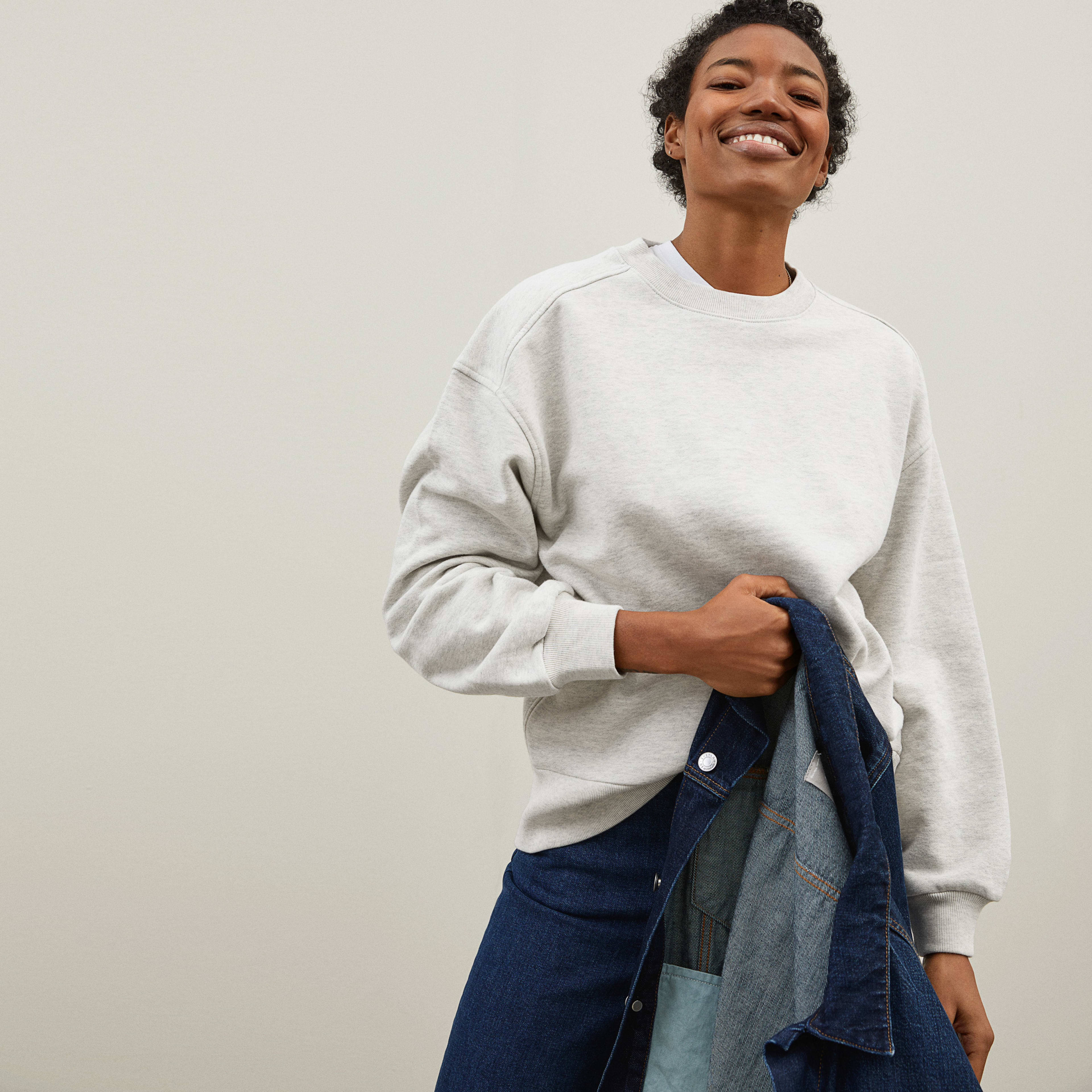 Track Oversized Crew by Everlane in Light Heather Grey, Size XS