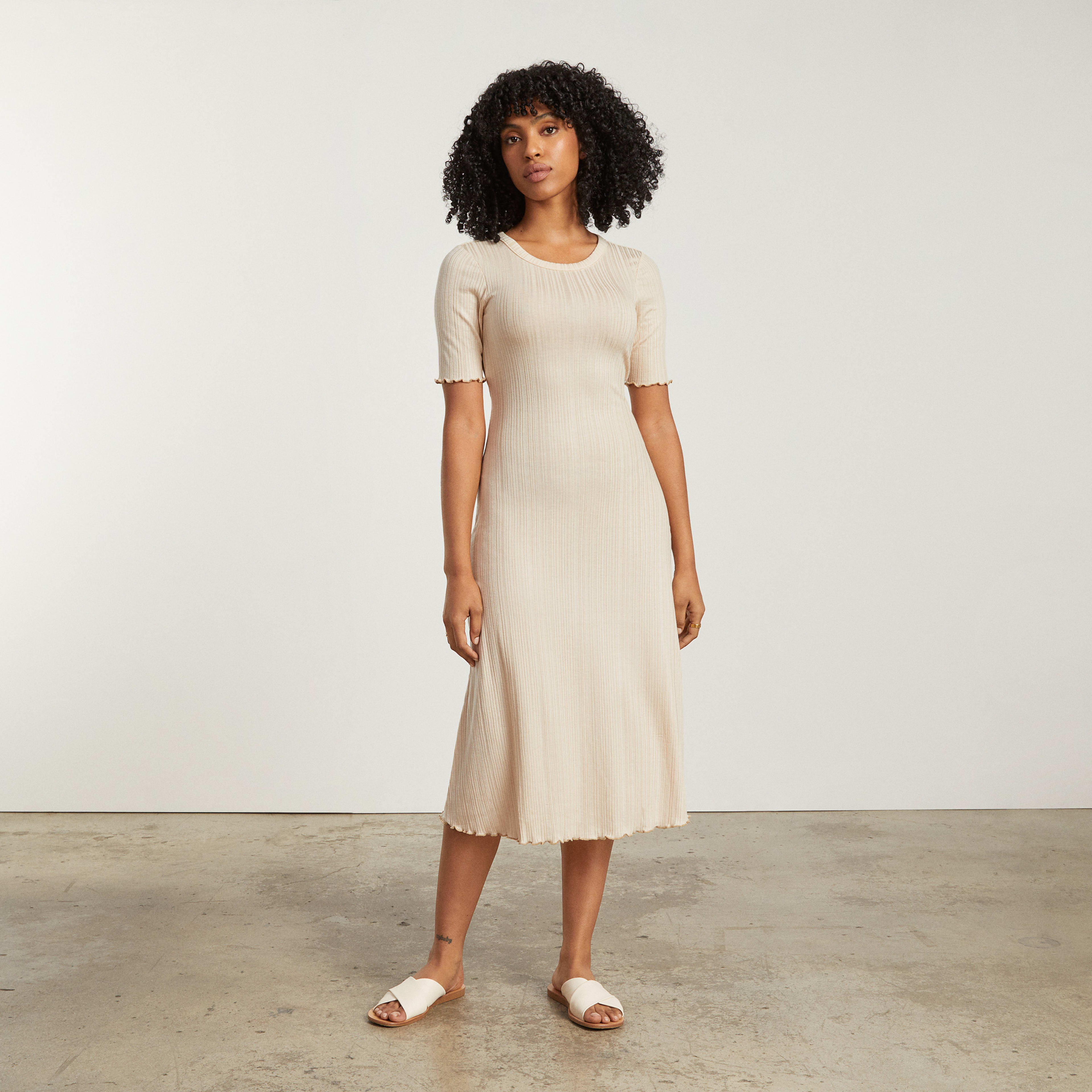 The Open Back Rib Dress Parchment – Everlane
