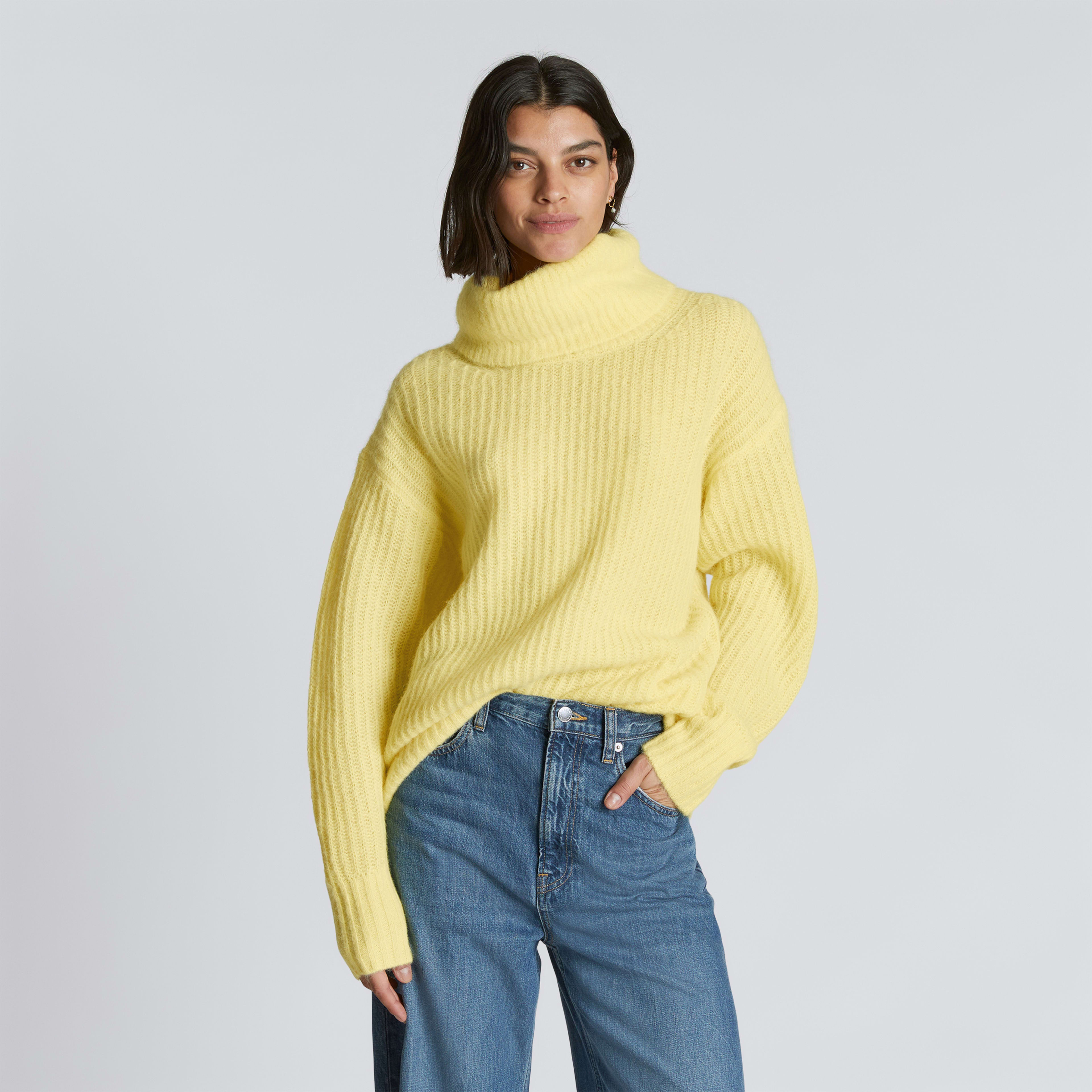 Women's Alpaca Oversized Turtleneck Sweater by Everlane in Lemon, Size XXS