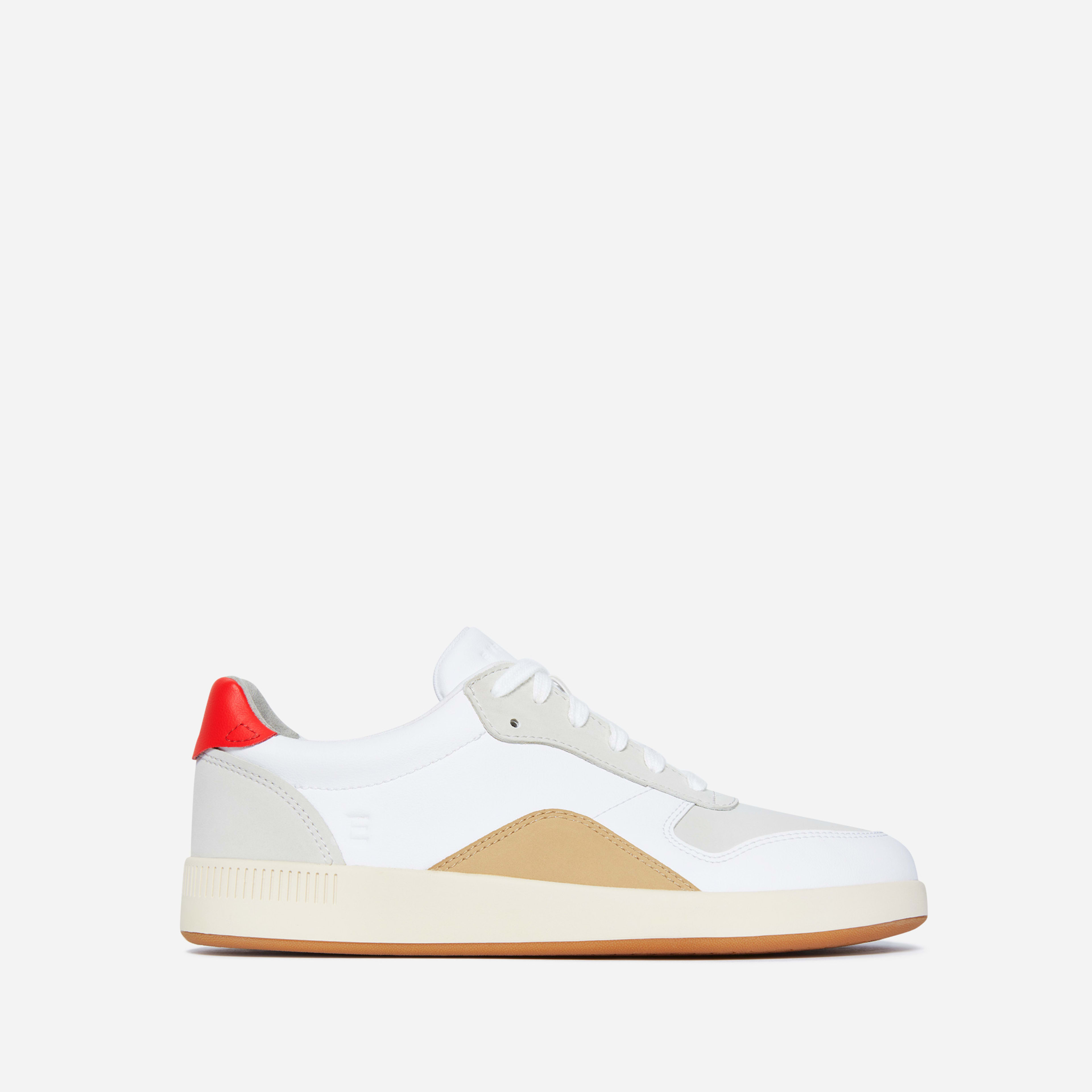 The ReLeather Court Sneaker White / Red Everlane