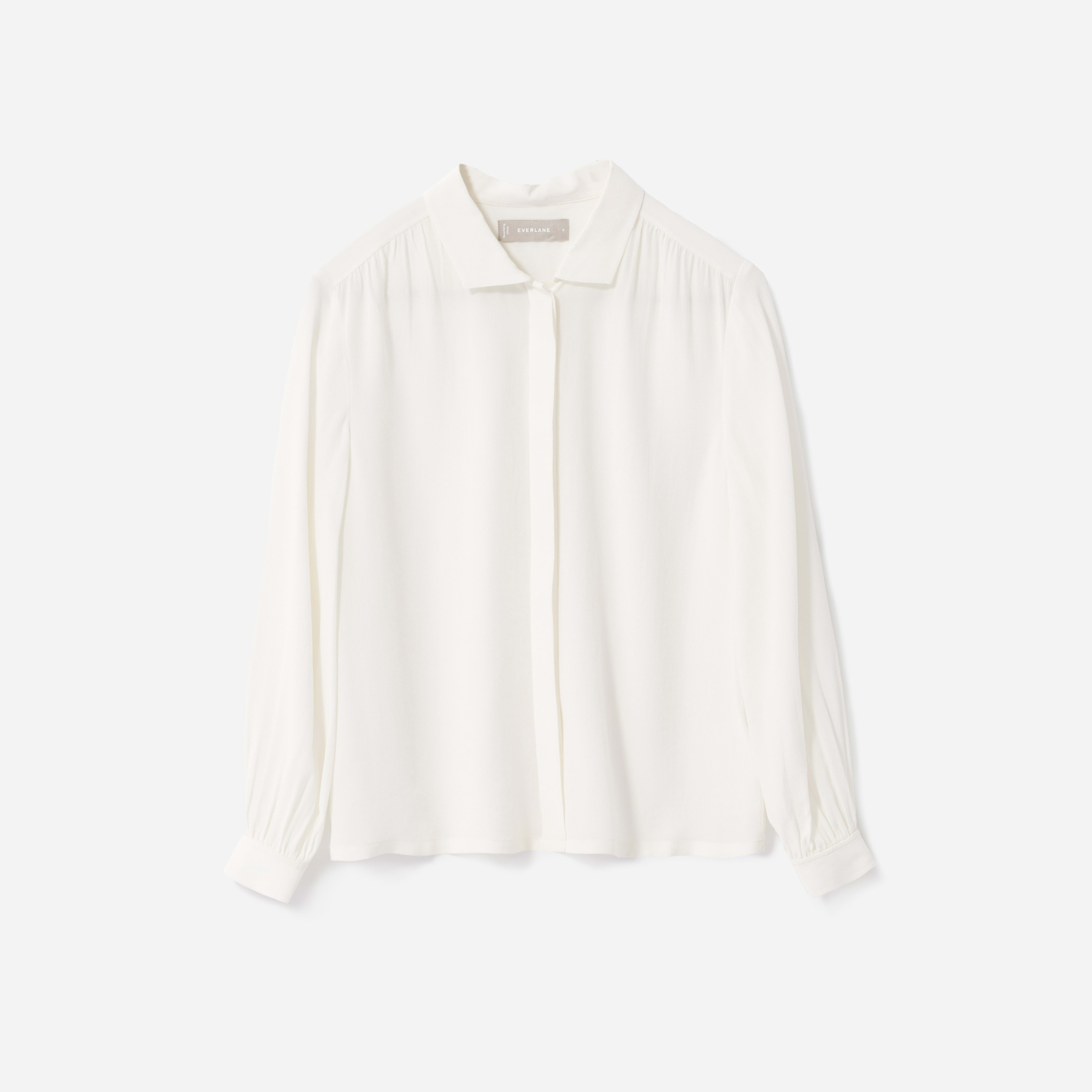 The Shirred Silk Shirt Off-White – Everlane