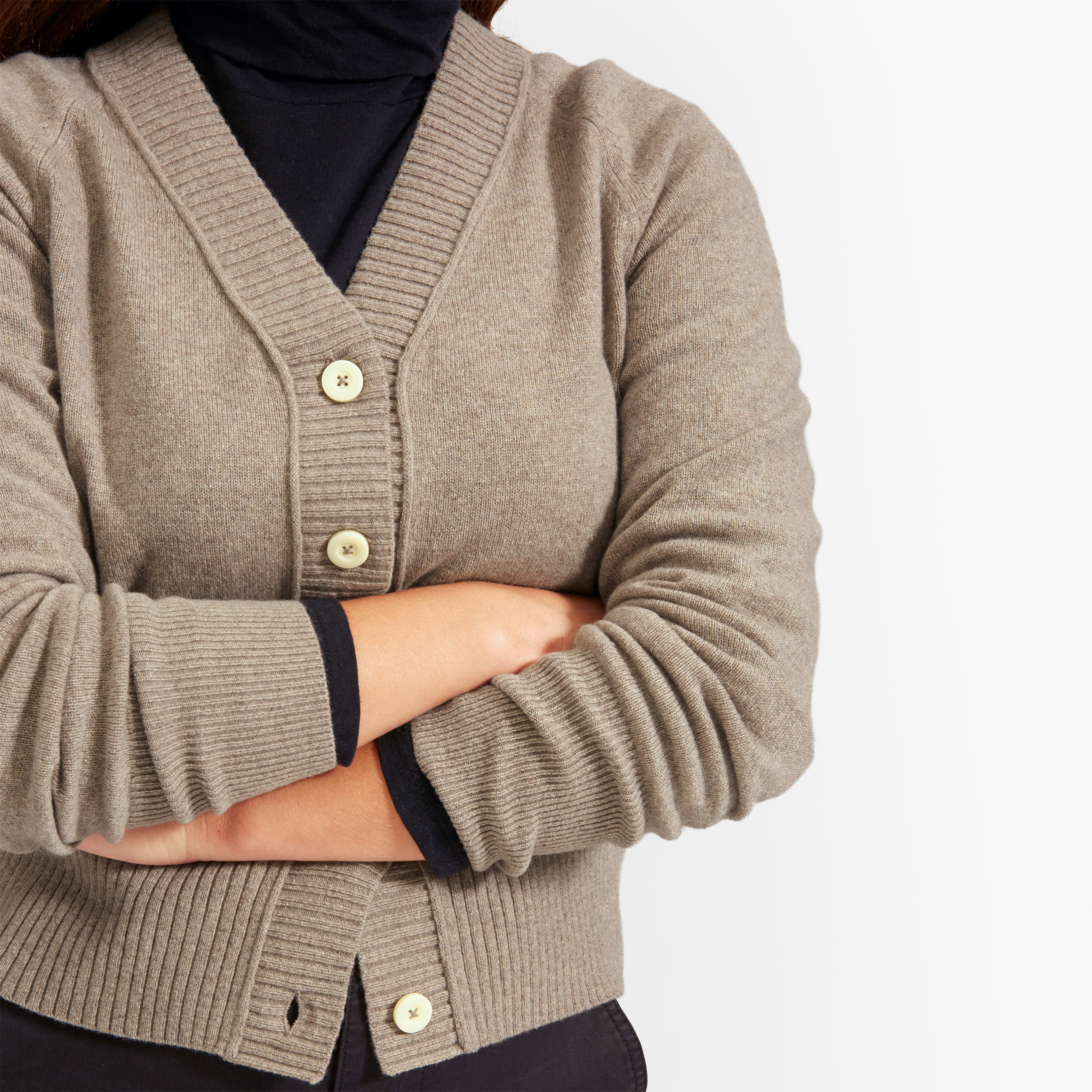 The ReCashmere Varsity Cardigan Heathered Sand Everlane