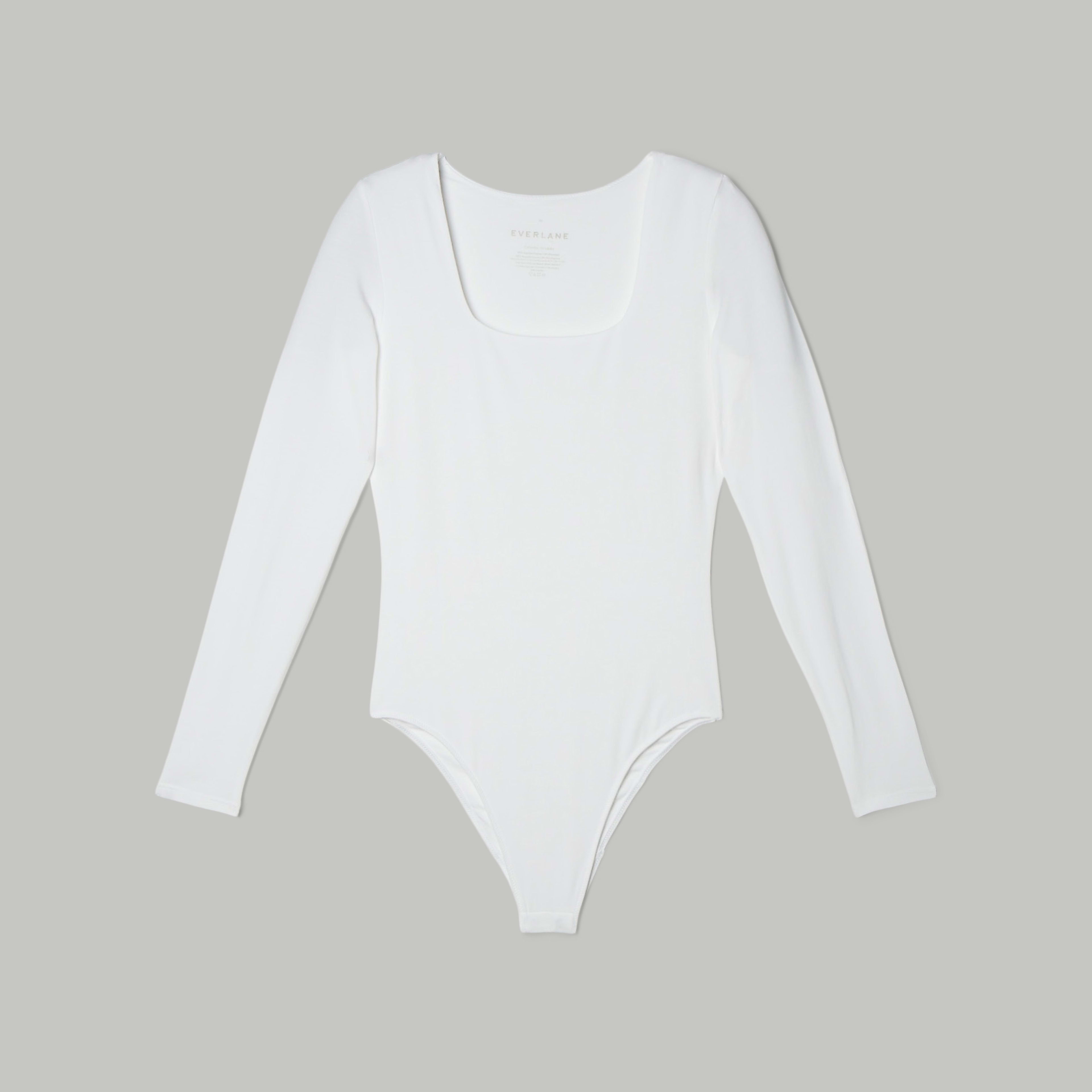 The Long-Sleeve Supima® Square-Neck Bodysuit White – Everlane