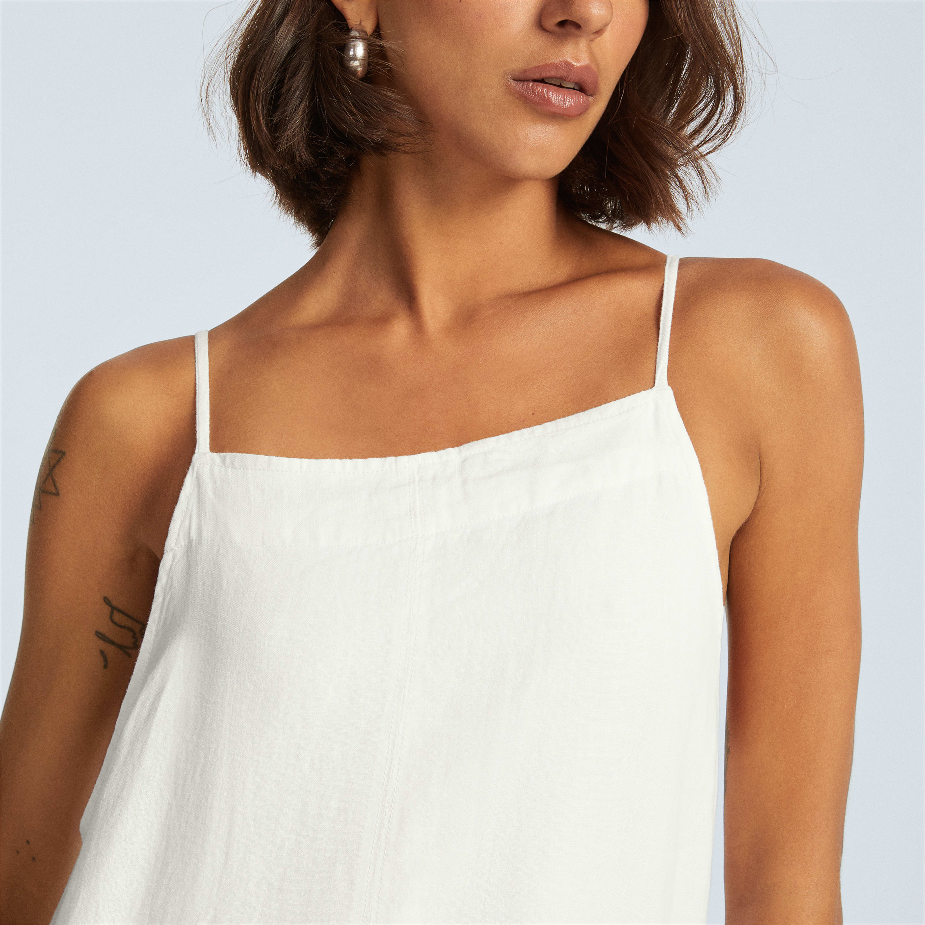 The Linen Apron Dress White Everlane