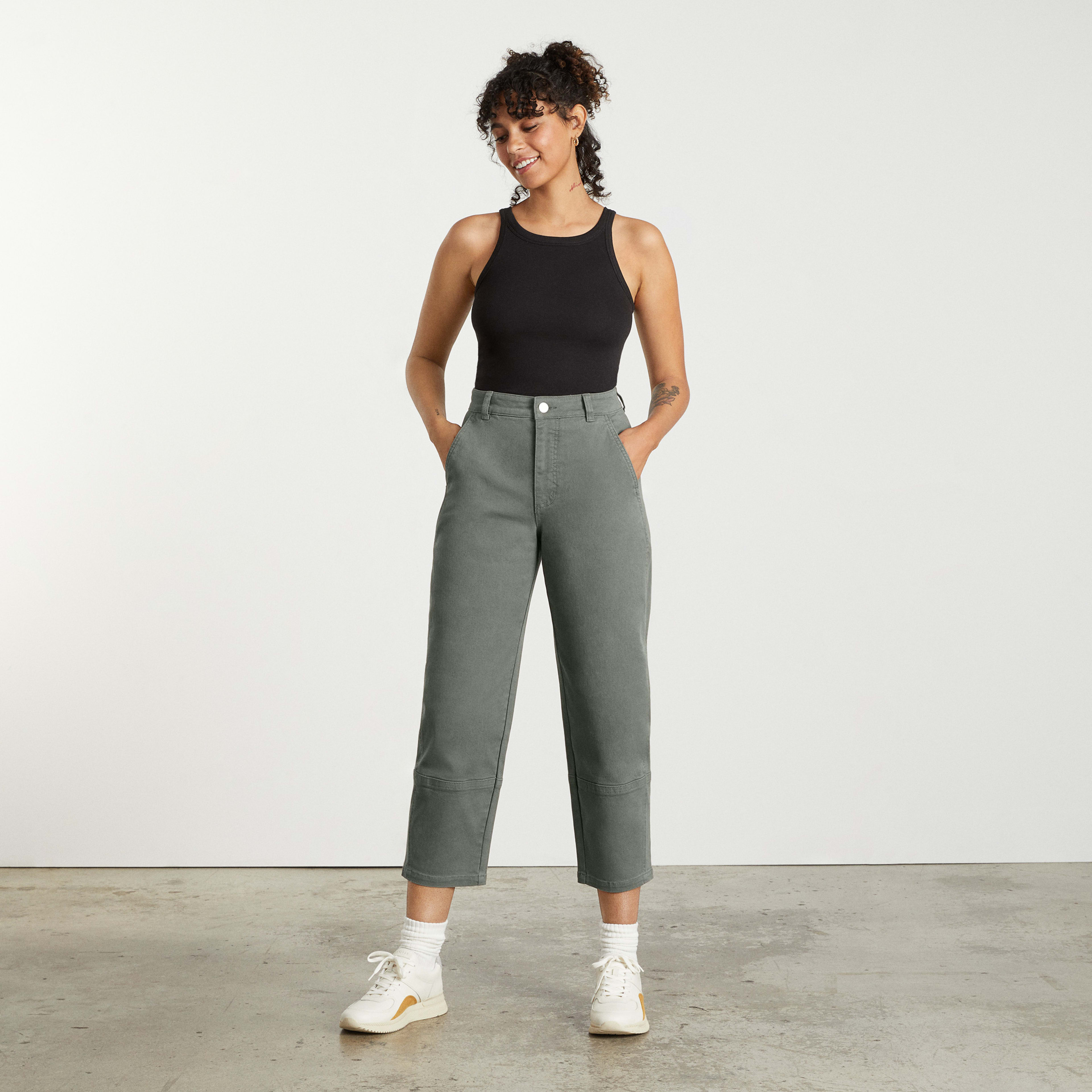 The Utility Barrel Pant Pewter Green Everlane