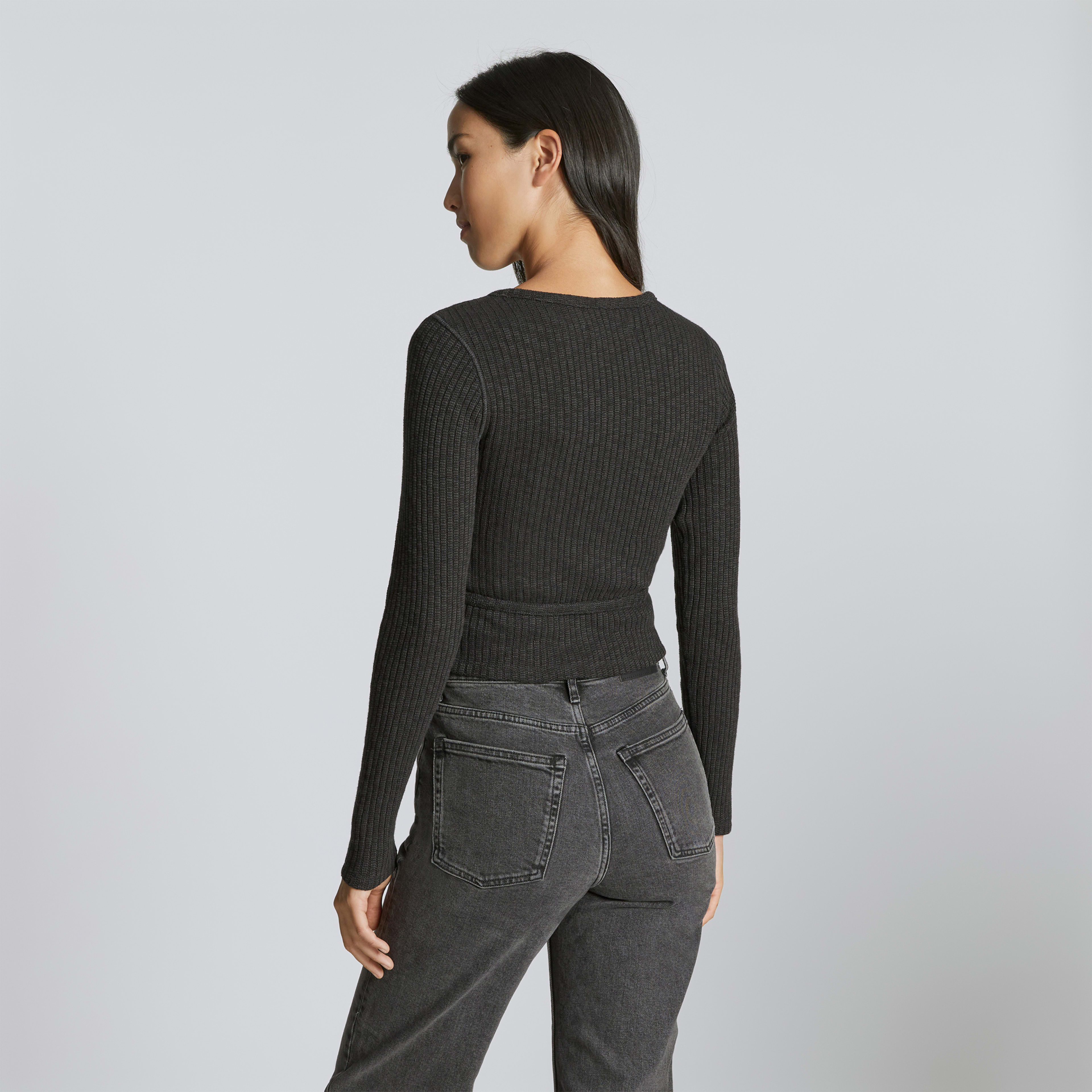 lime knit wrap top - large