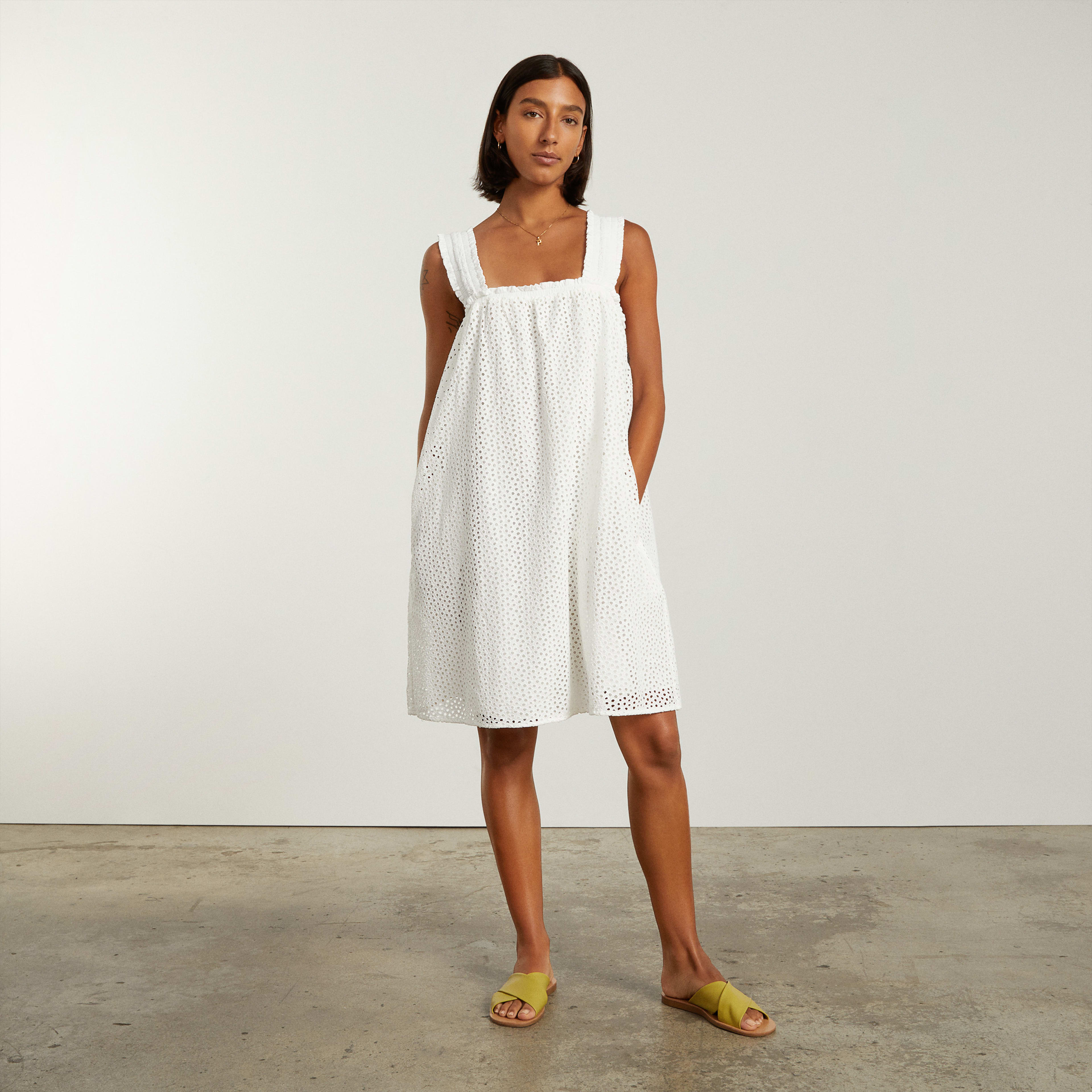 Women's Eyelet Smock Dress by Everlane in White, Size XS