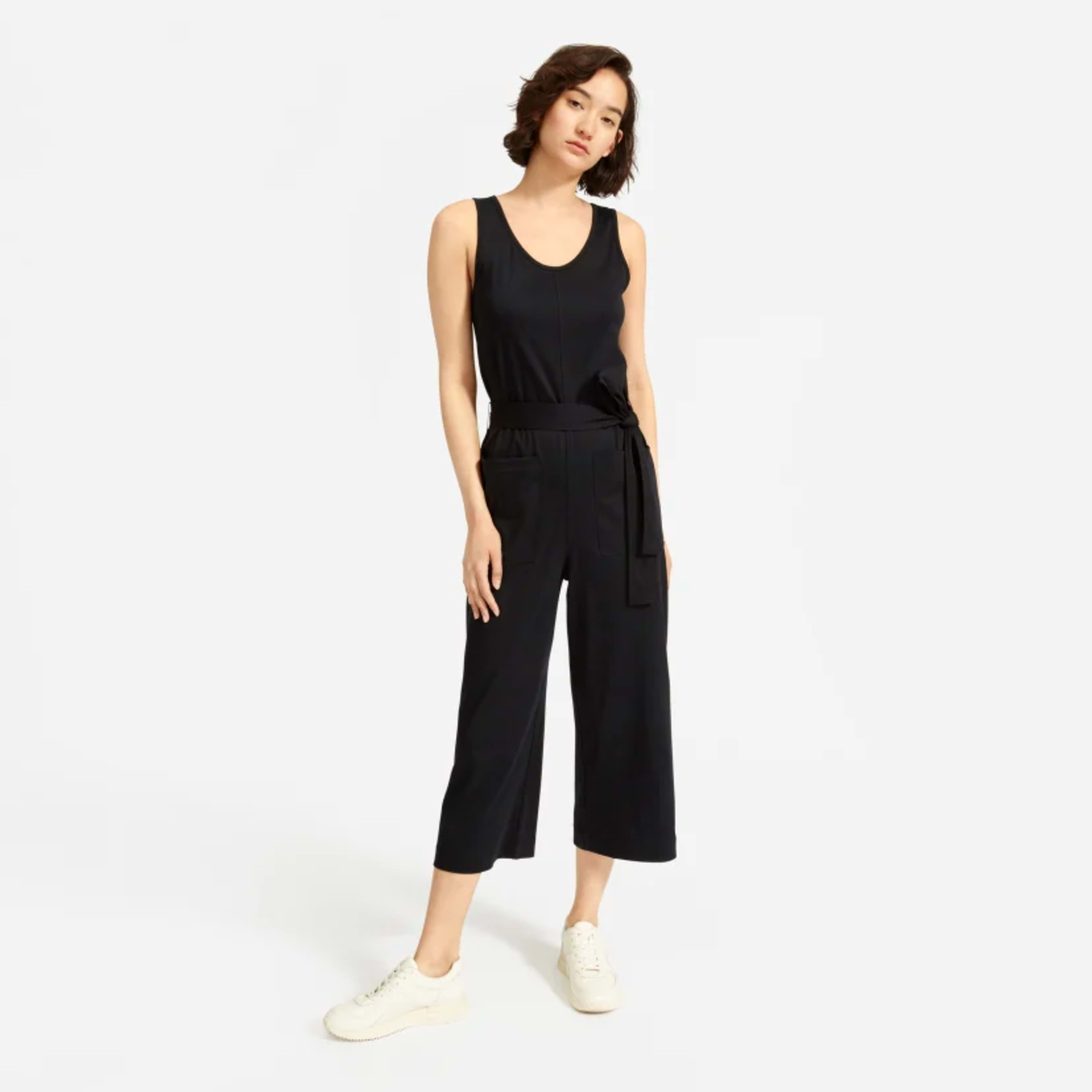 The Luxe Cotton Jumpsuit Black Everlane