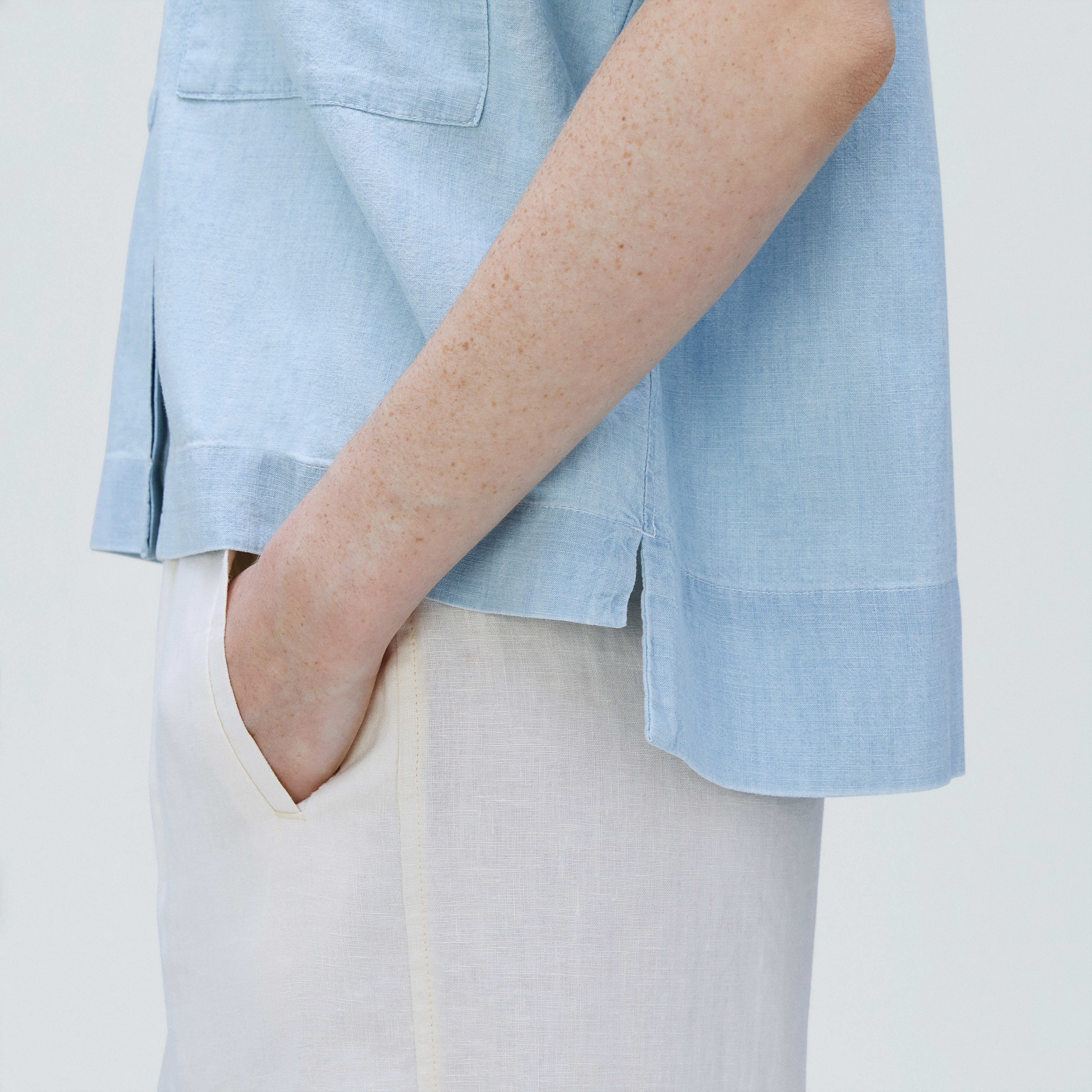 The ReChambray Box Shirt Icy Blue Everlane