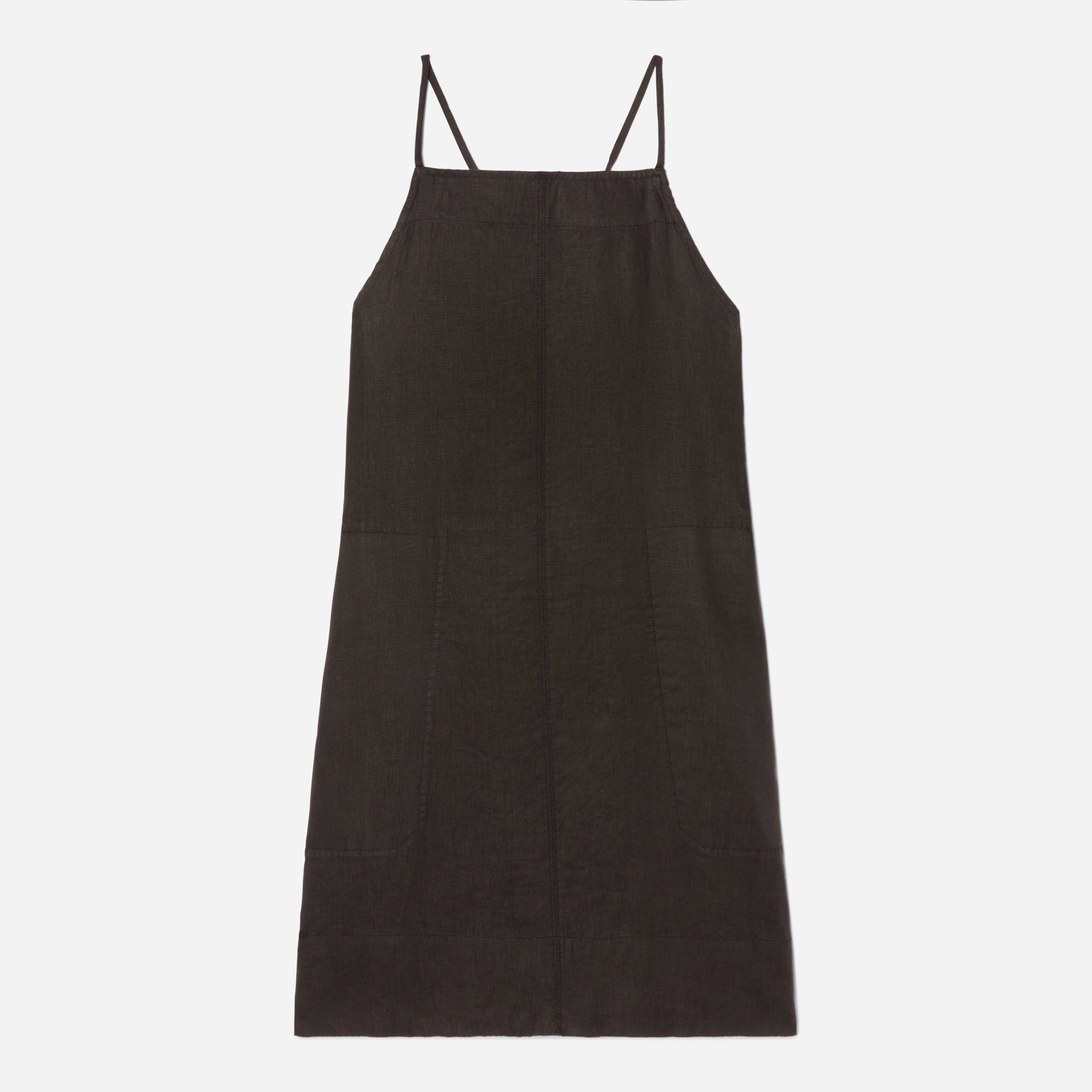 The Linen Apron Dress Black Everlane
