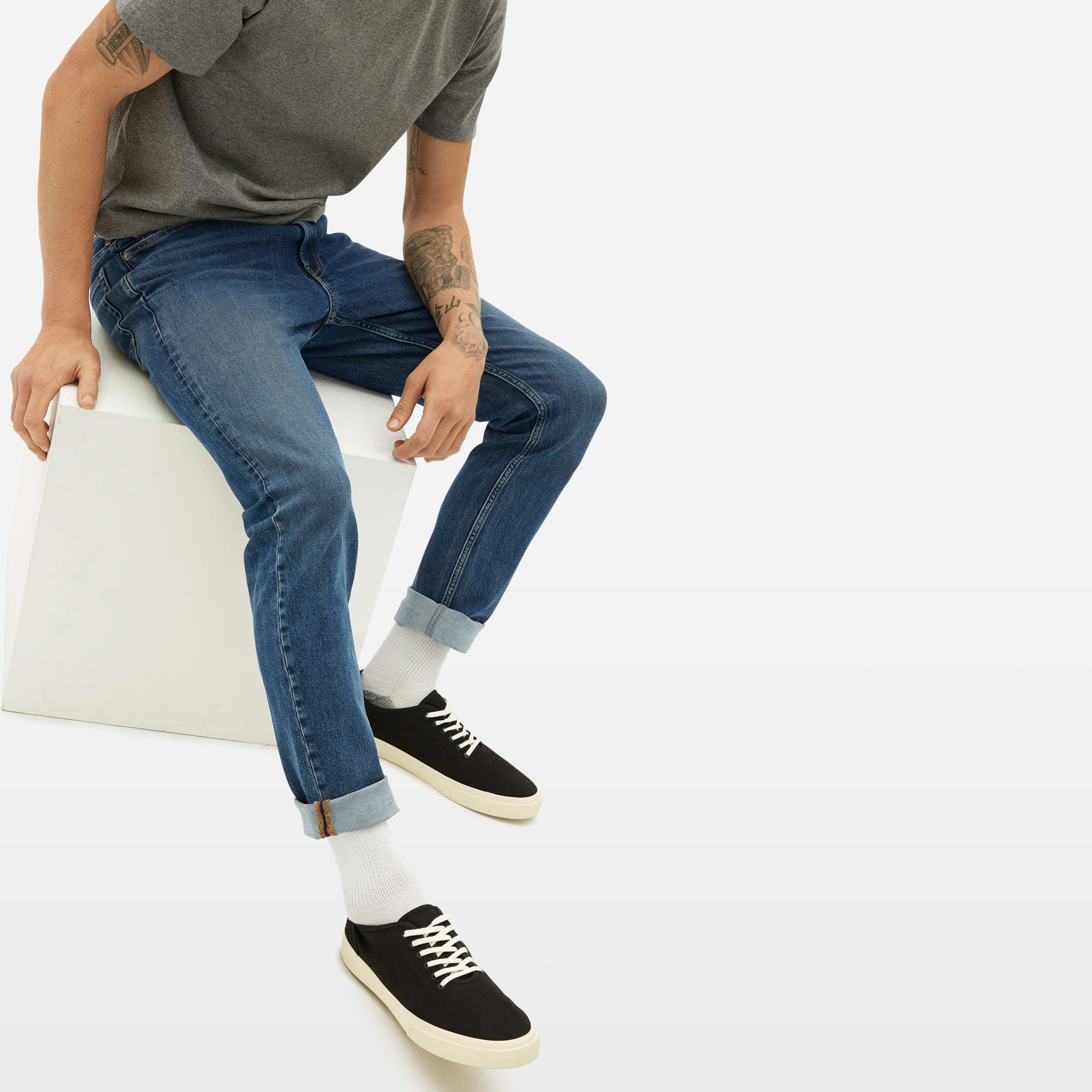 The Slim 4Way Stretch Organic Jean Uniform Dark Indigo Fade Everlane