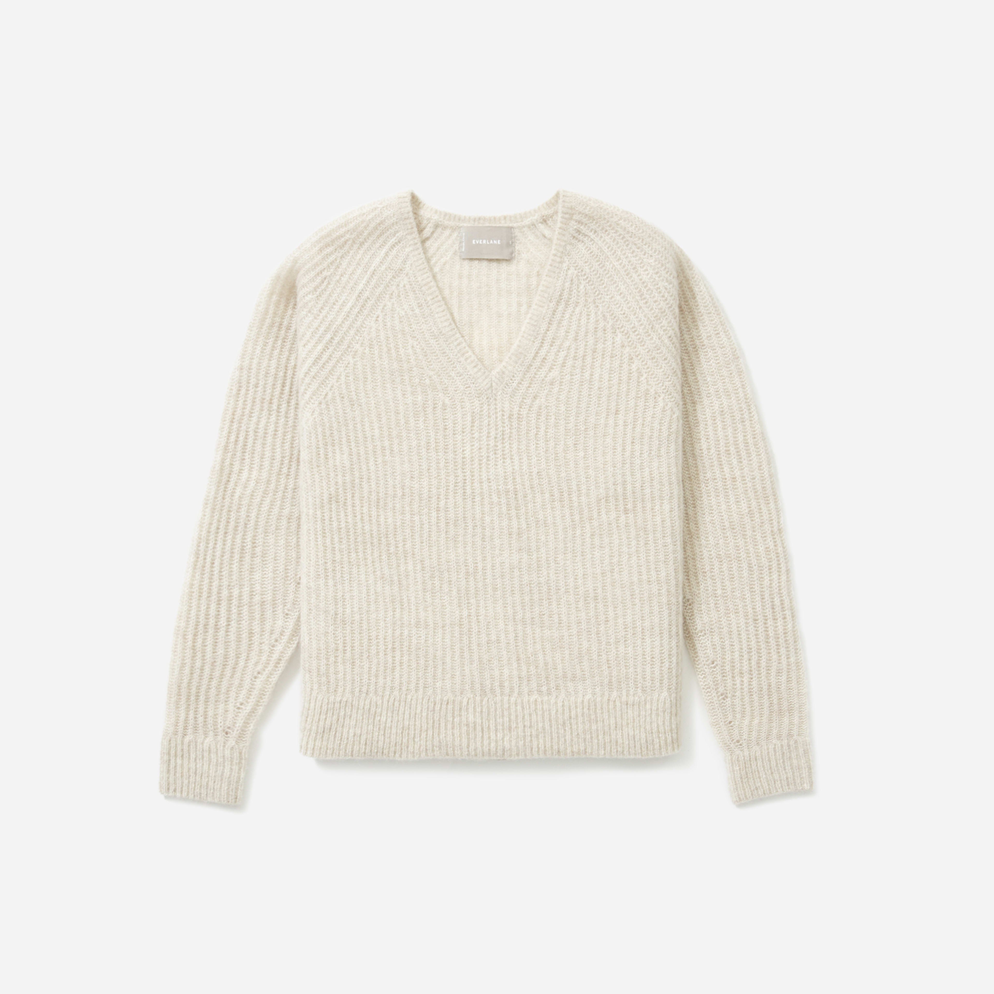 The Alpaca V-Neck Sweater Almond – Everlane