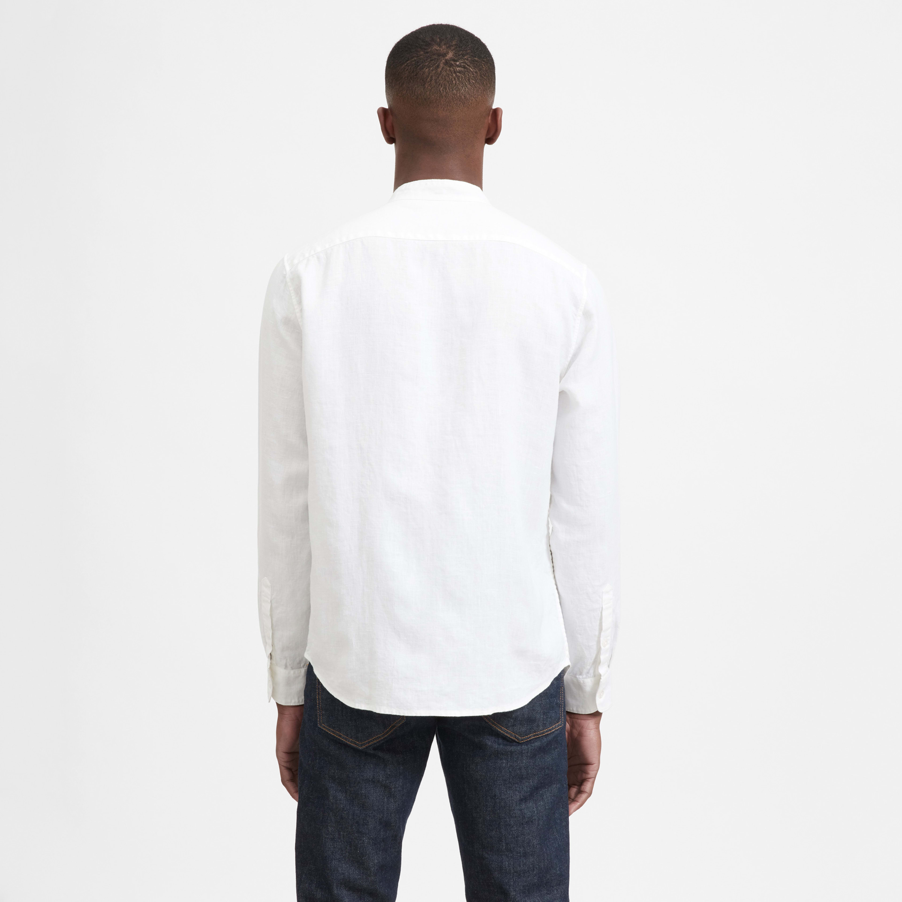 The Linen Band Collar Shirt White – Everlane