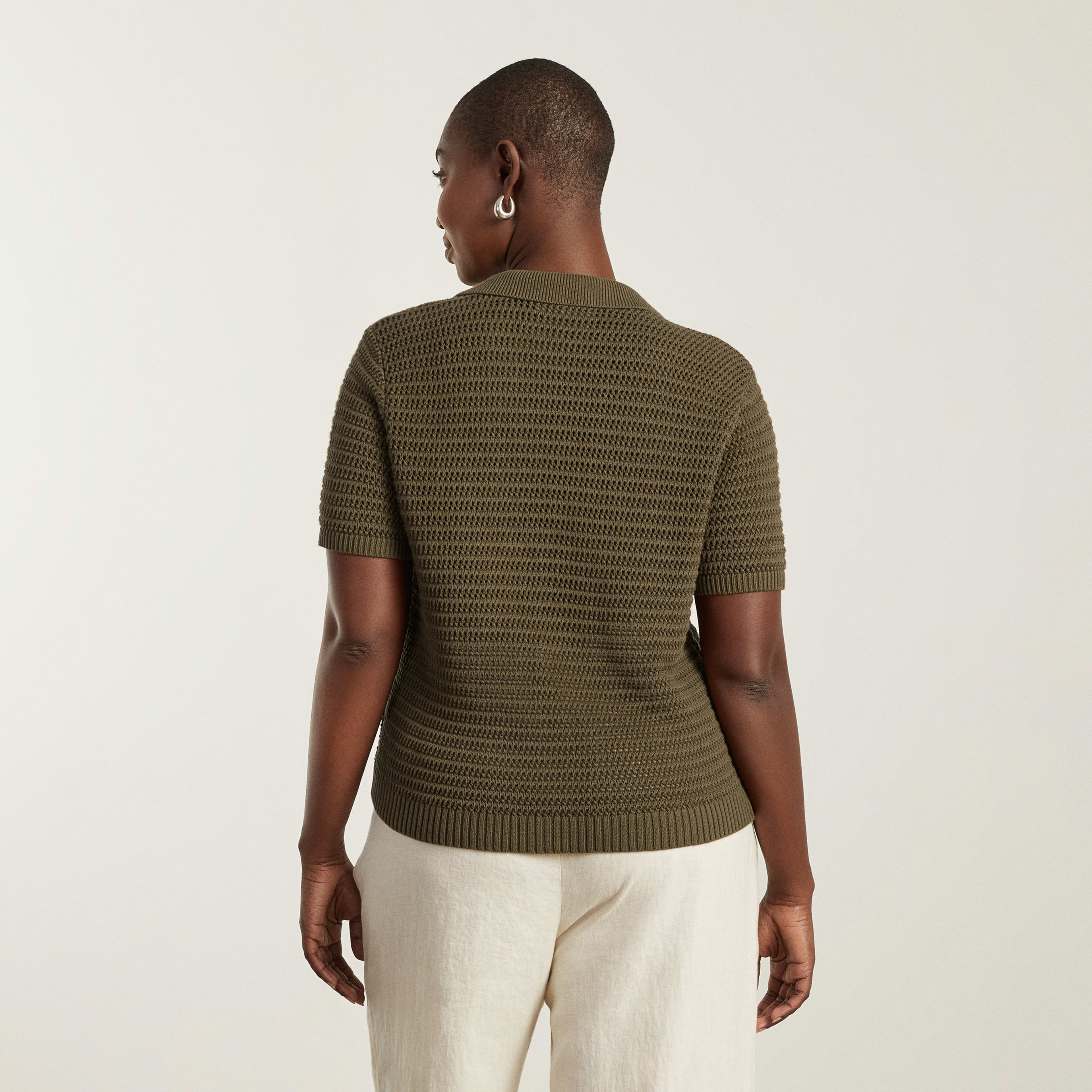 The Crochet Knit Polo Beech Everlane