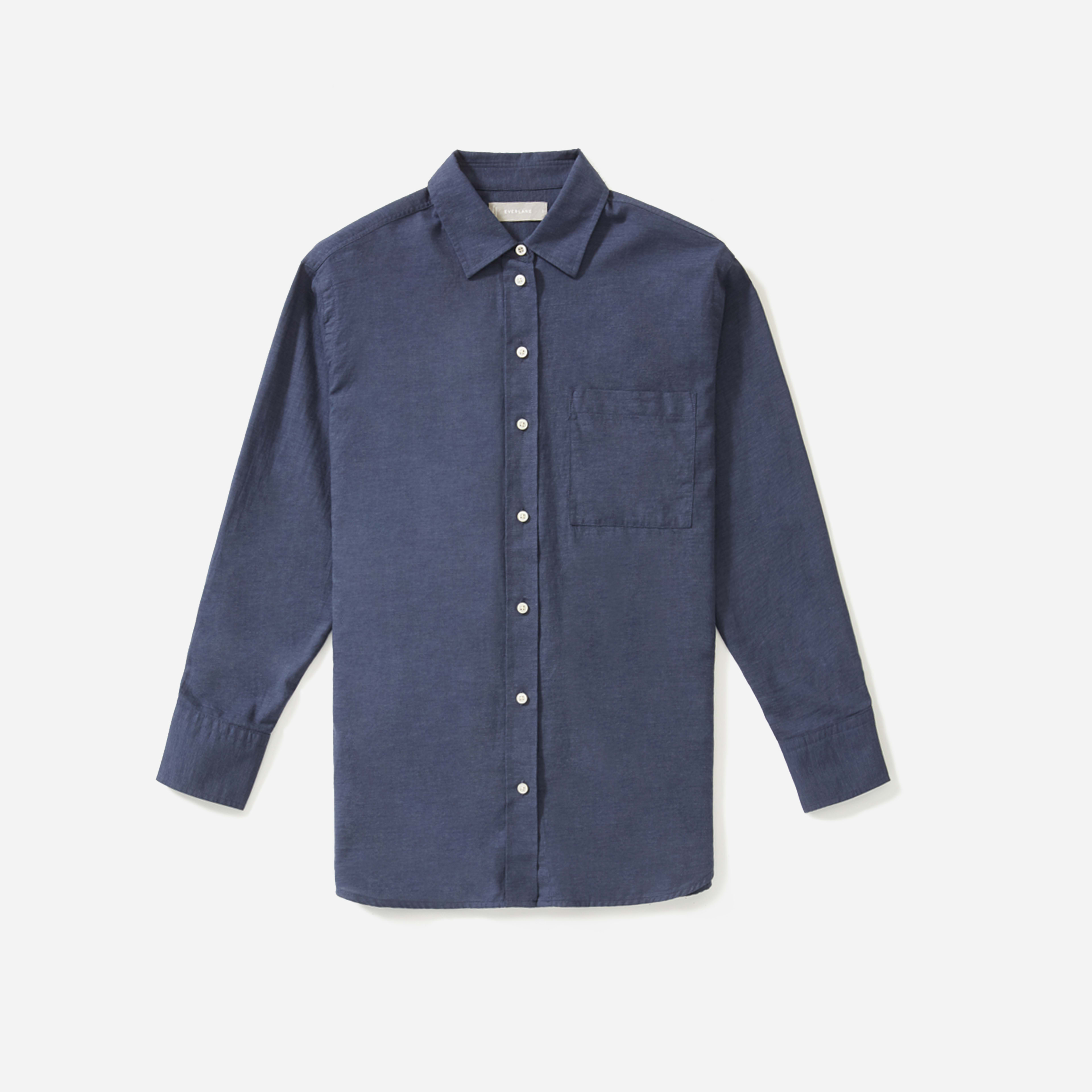 The Lightweight Flannel Oversized Shirt Heathered Navy – Everlane