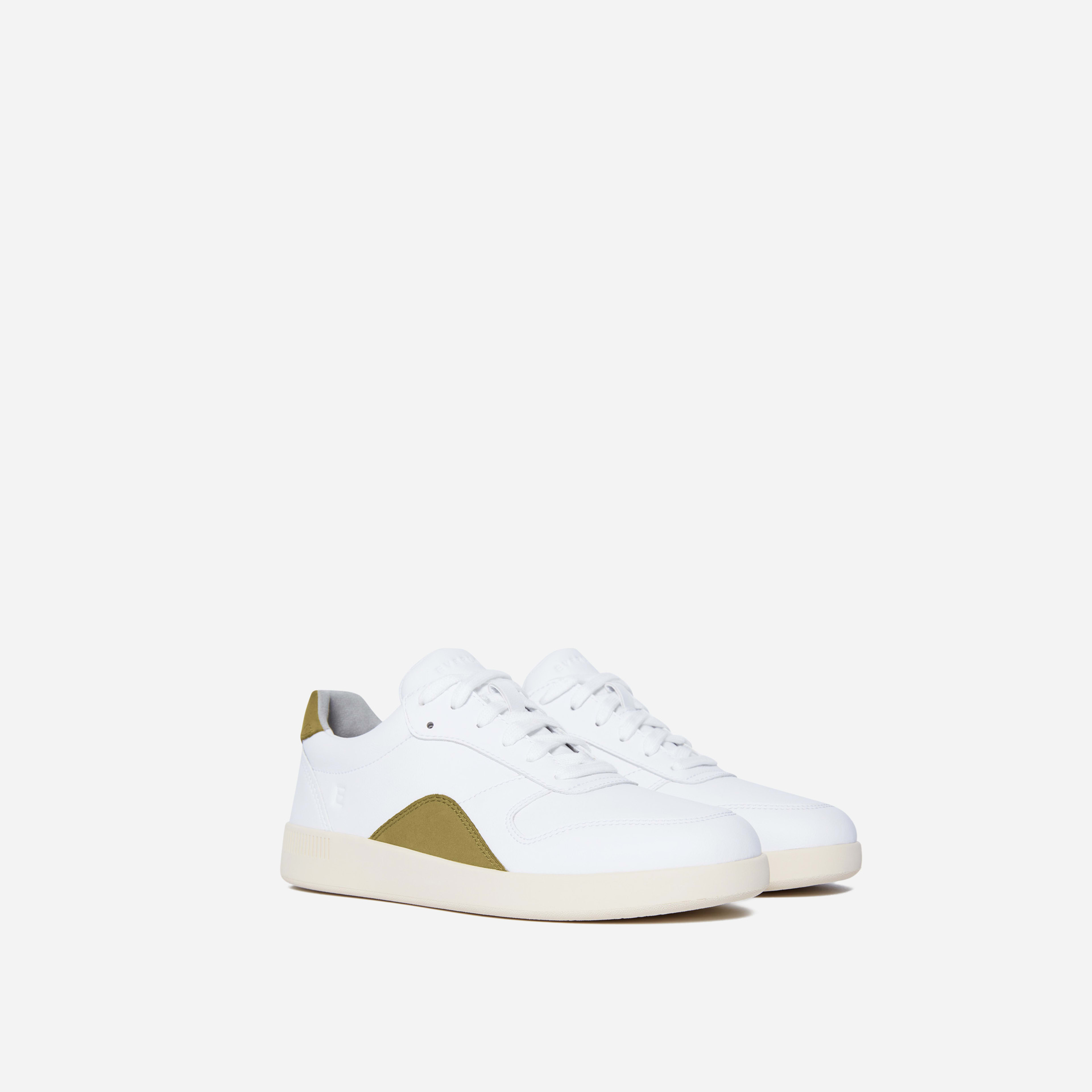 The ReLeather Court Sneaker White / Willow Green Everlane