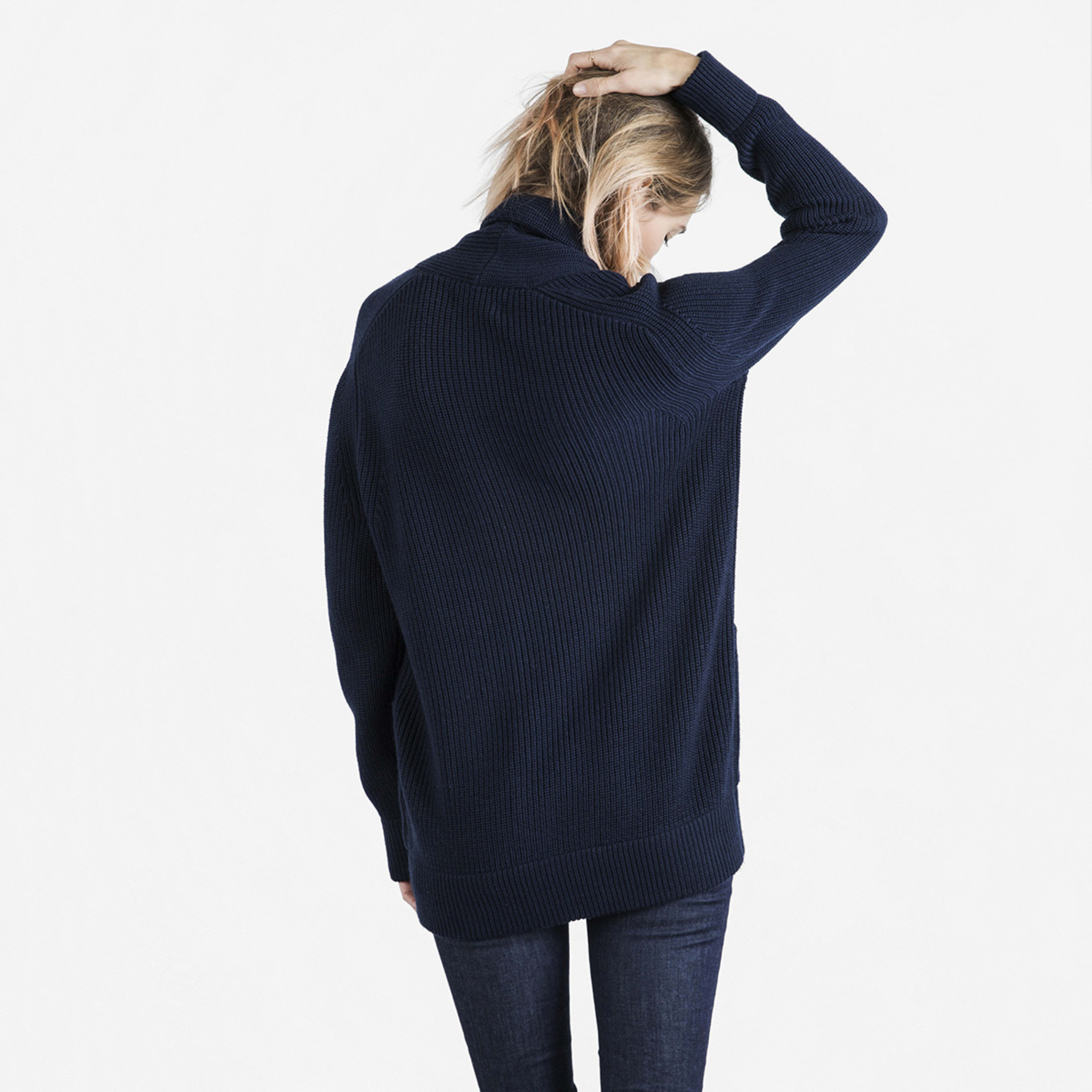 The Chunky Knit Cardigan Navy Everlane