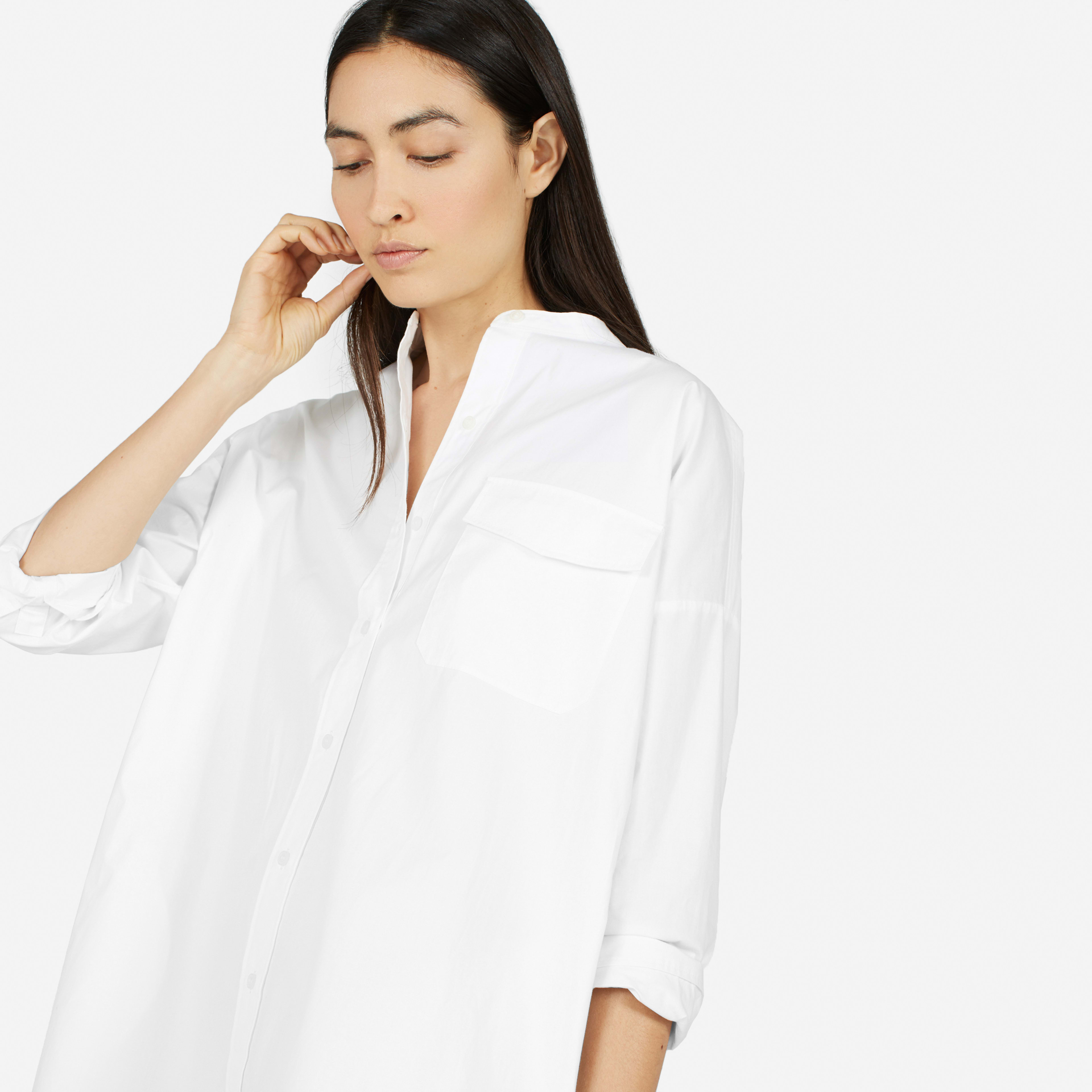 The Oversized Cotton Poplin Shirt Dress White Everlane