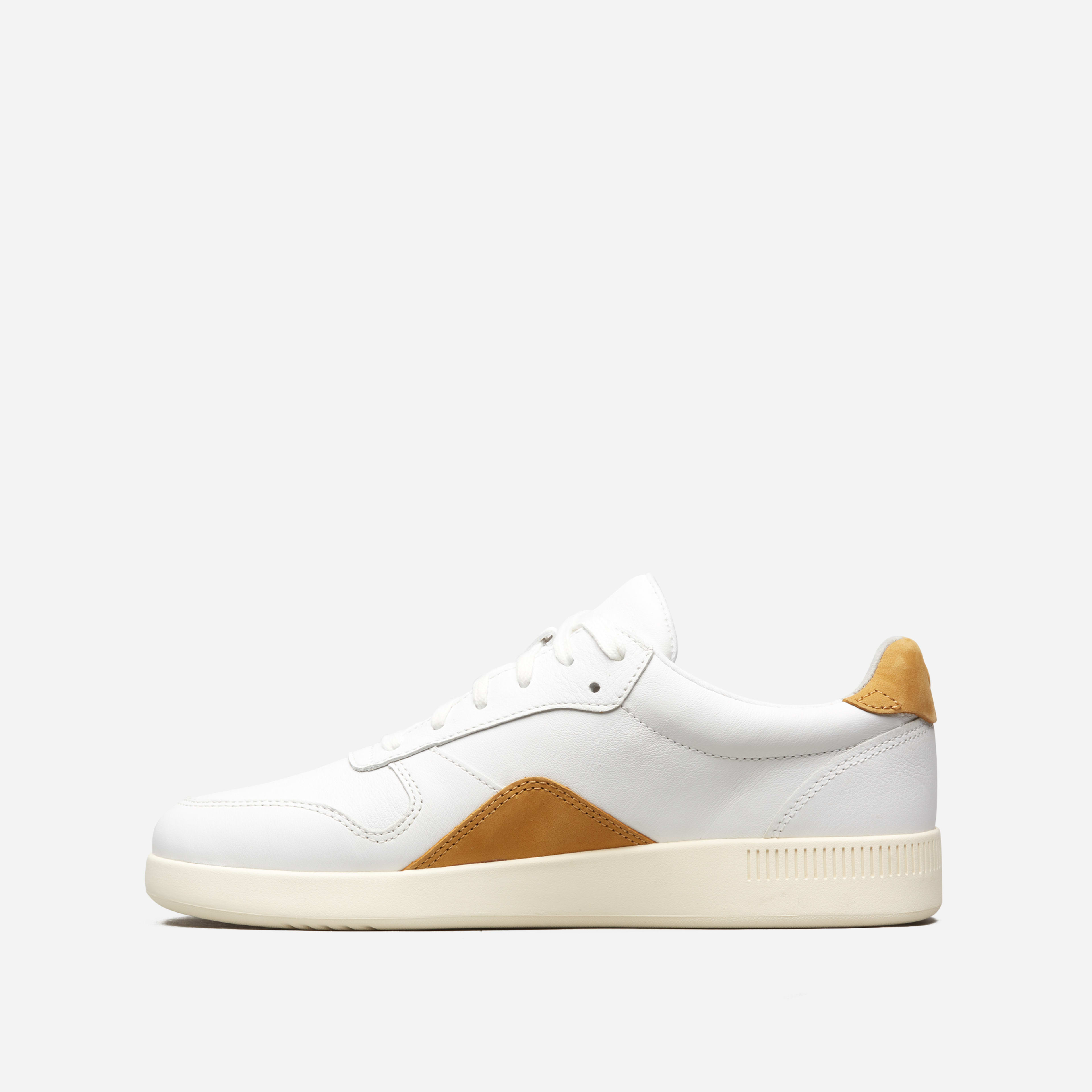 The ReLeather® Court Sneaker White / Mustard Everlane