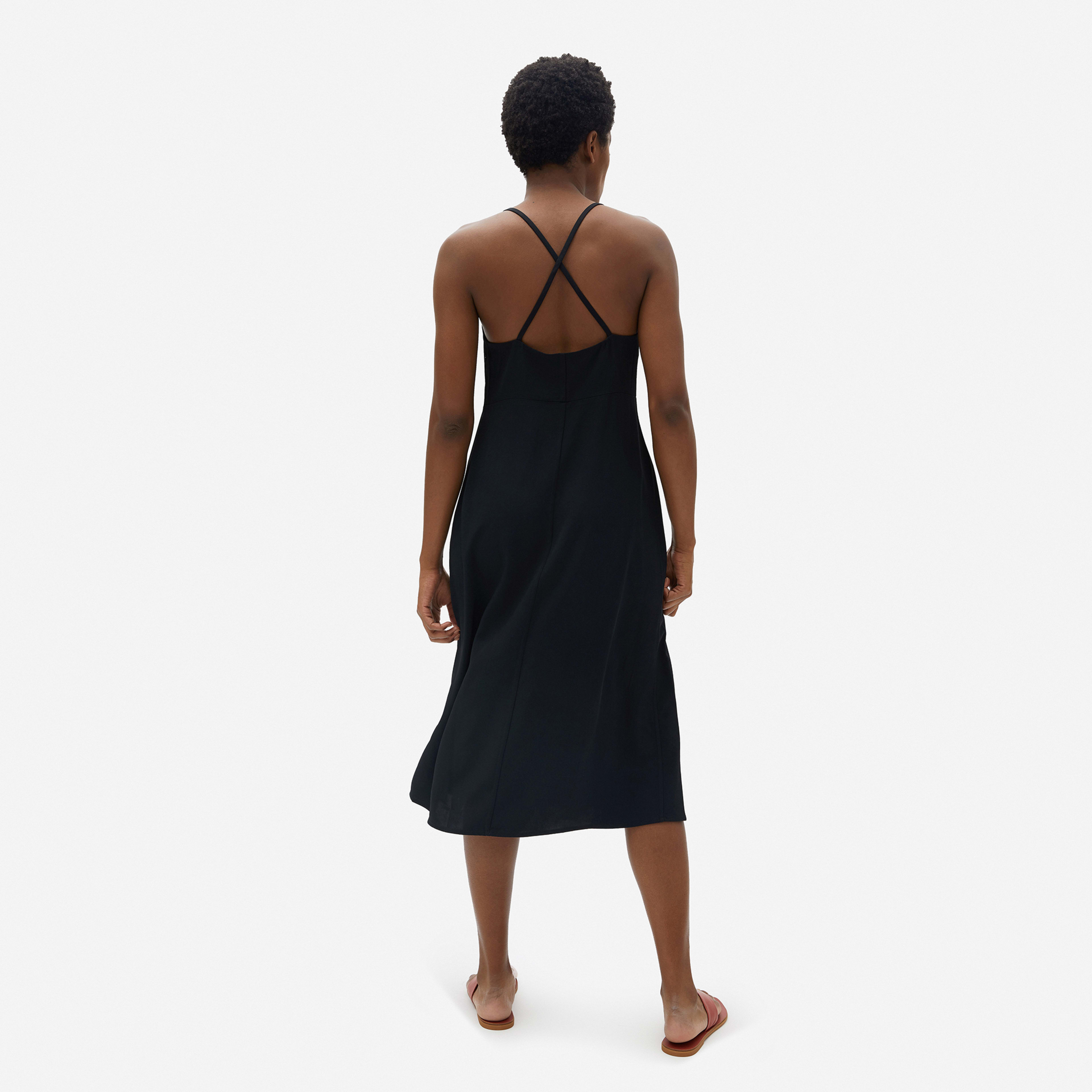 The Japanese GoWeave CrossBack Slip Dress Black Everlane