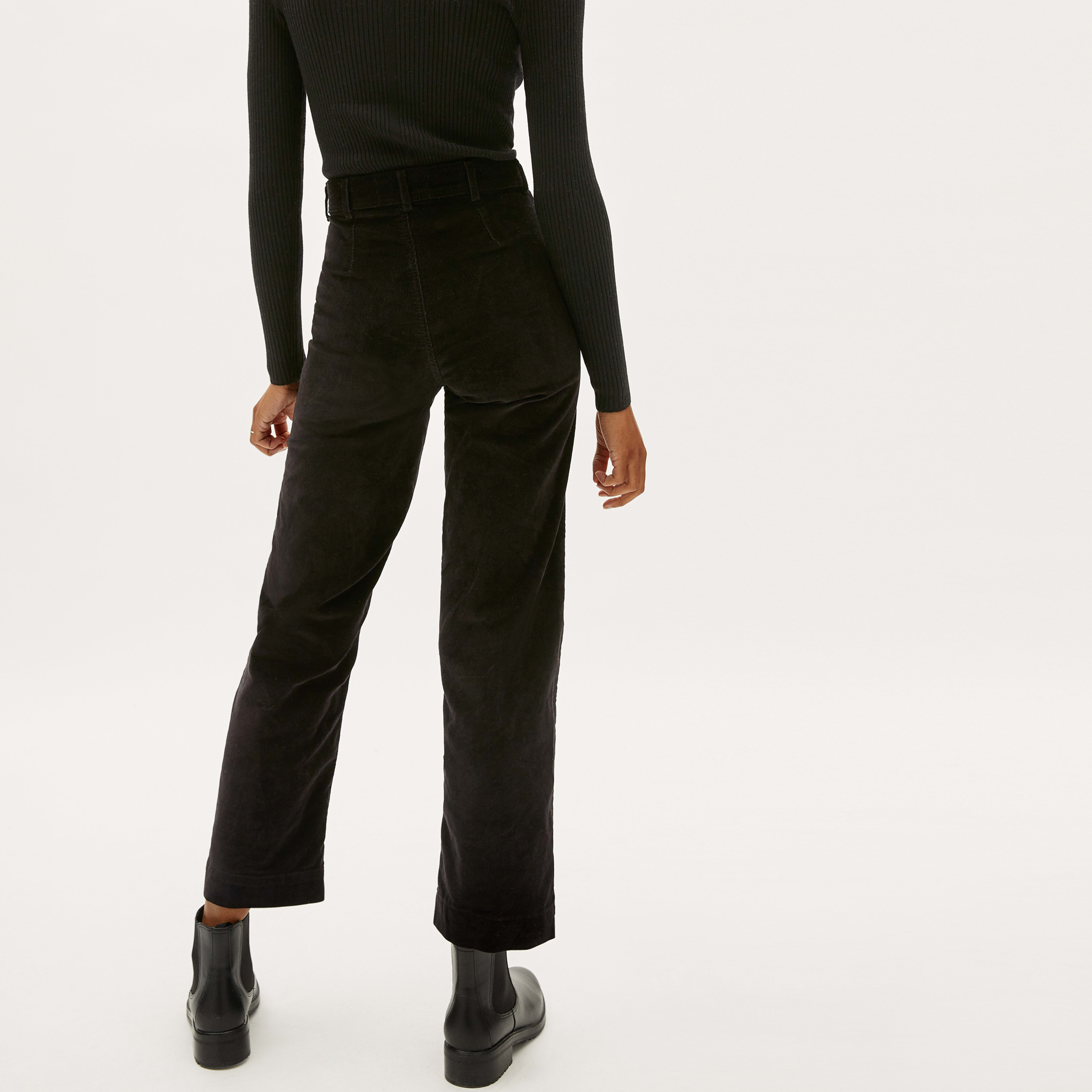 Meg (Black Corduroy) HR Wide Leg Pant