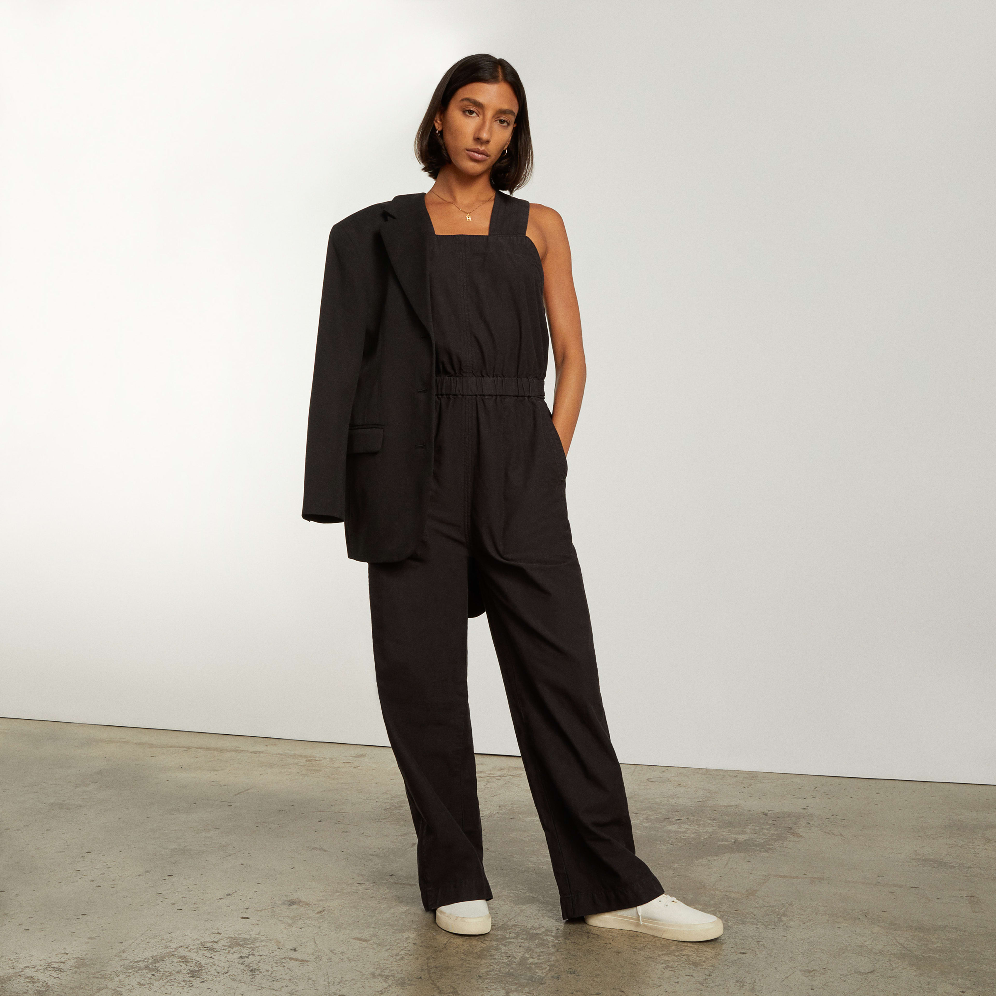 The Fatigue Apron Jumpsuit Black Everlane