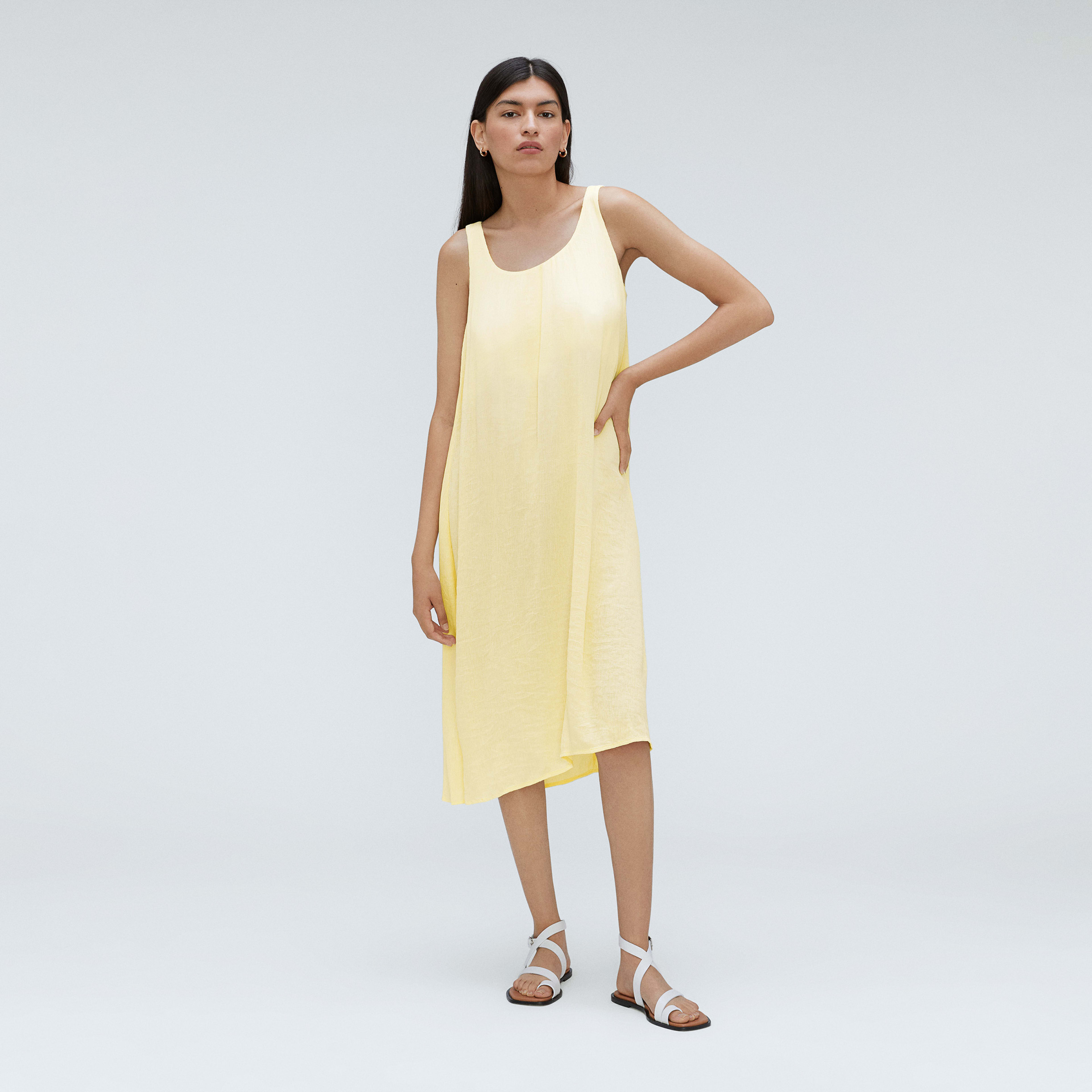 The Naia™ Ripple Tank Dress Pastel Yellow Everlane