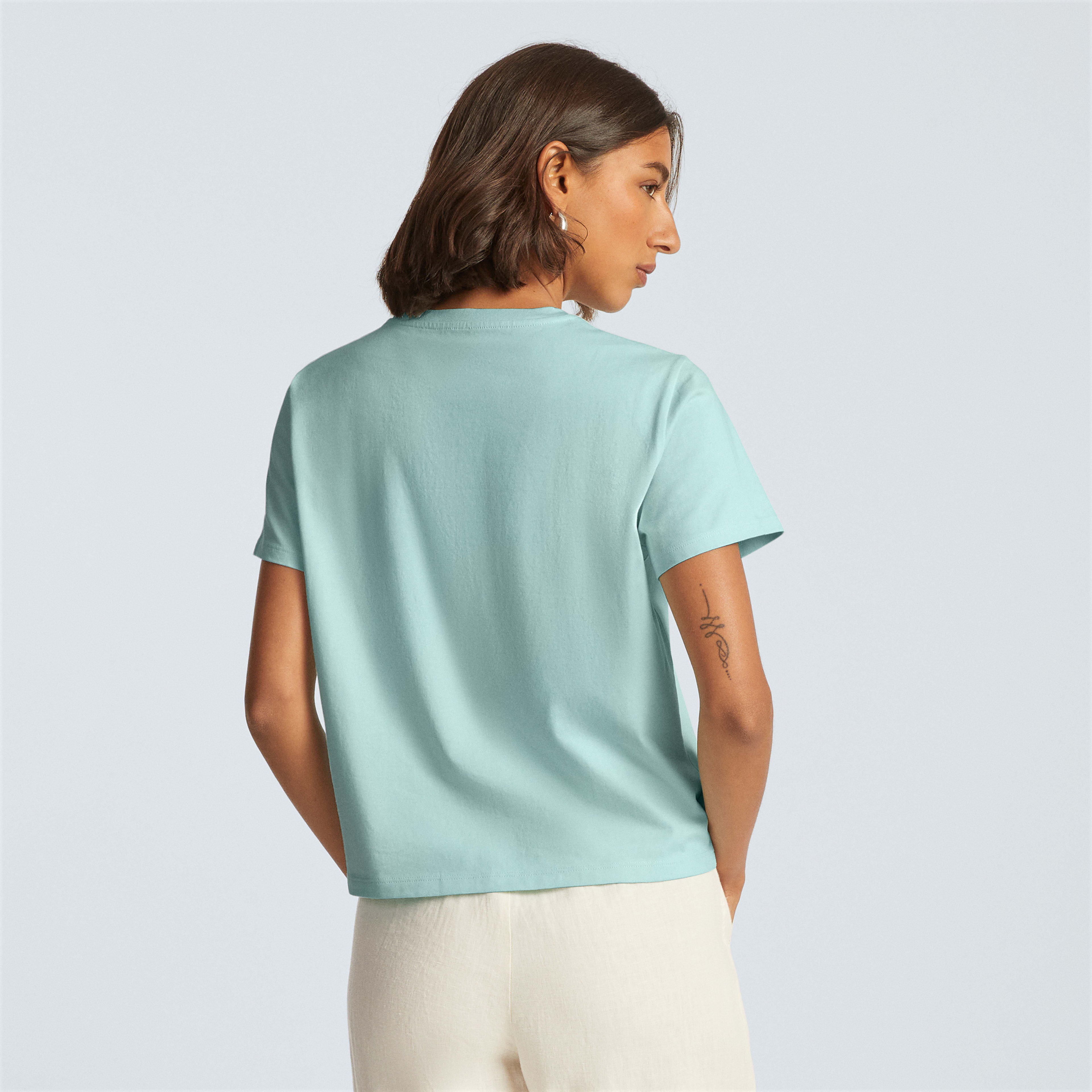 The Organic Cotton Box-Cut Tee Ice Blue – Everlane