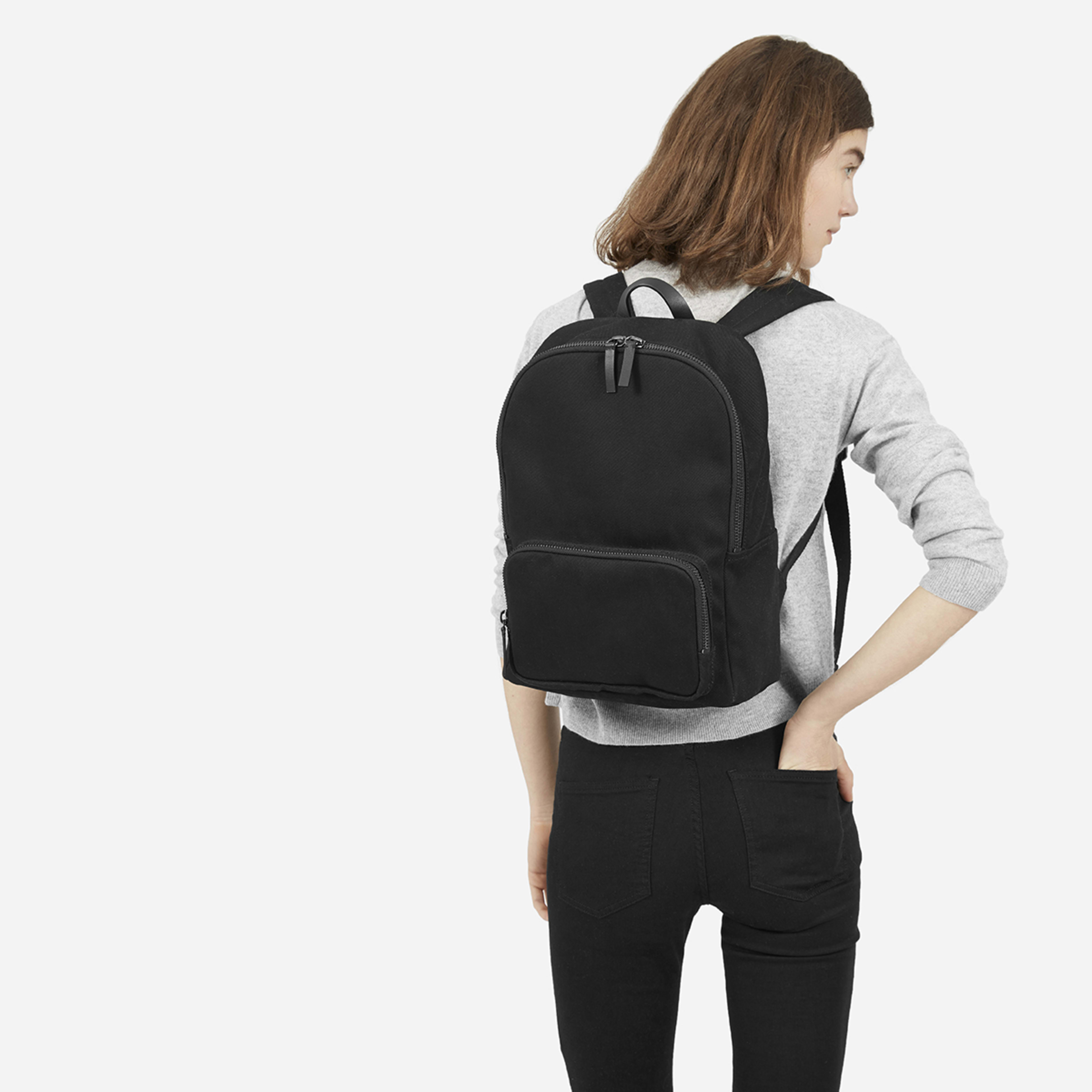 The Modern Zip Backpack Mini Black + Black Leather Everlane