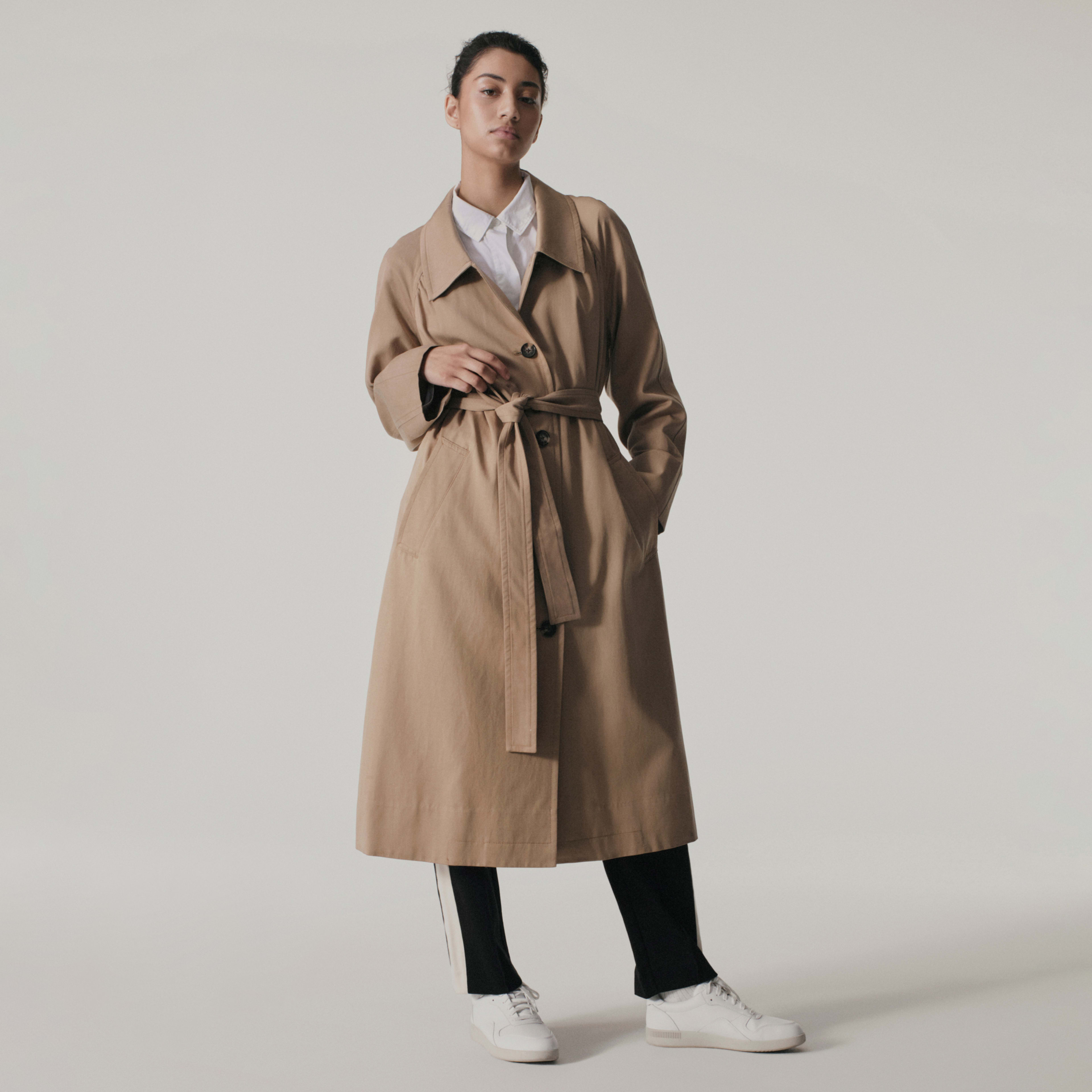 The Gathered Drape Trench Ash Brown Everlane