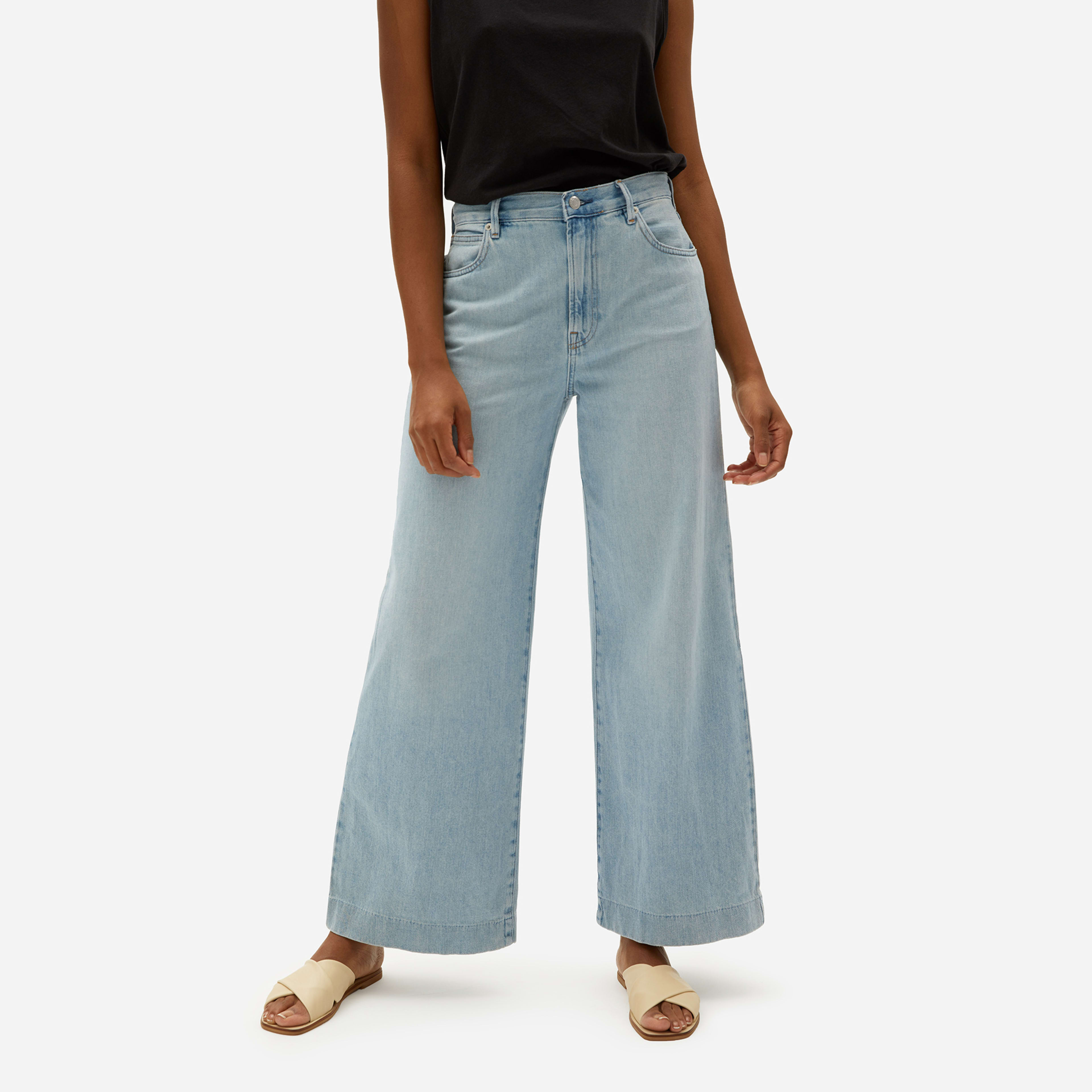 The Super-Soft Wide-Leg Jean Faded Sky Blue – Everlane