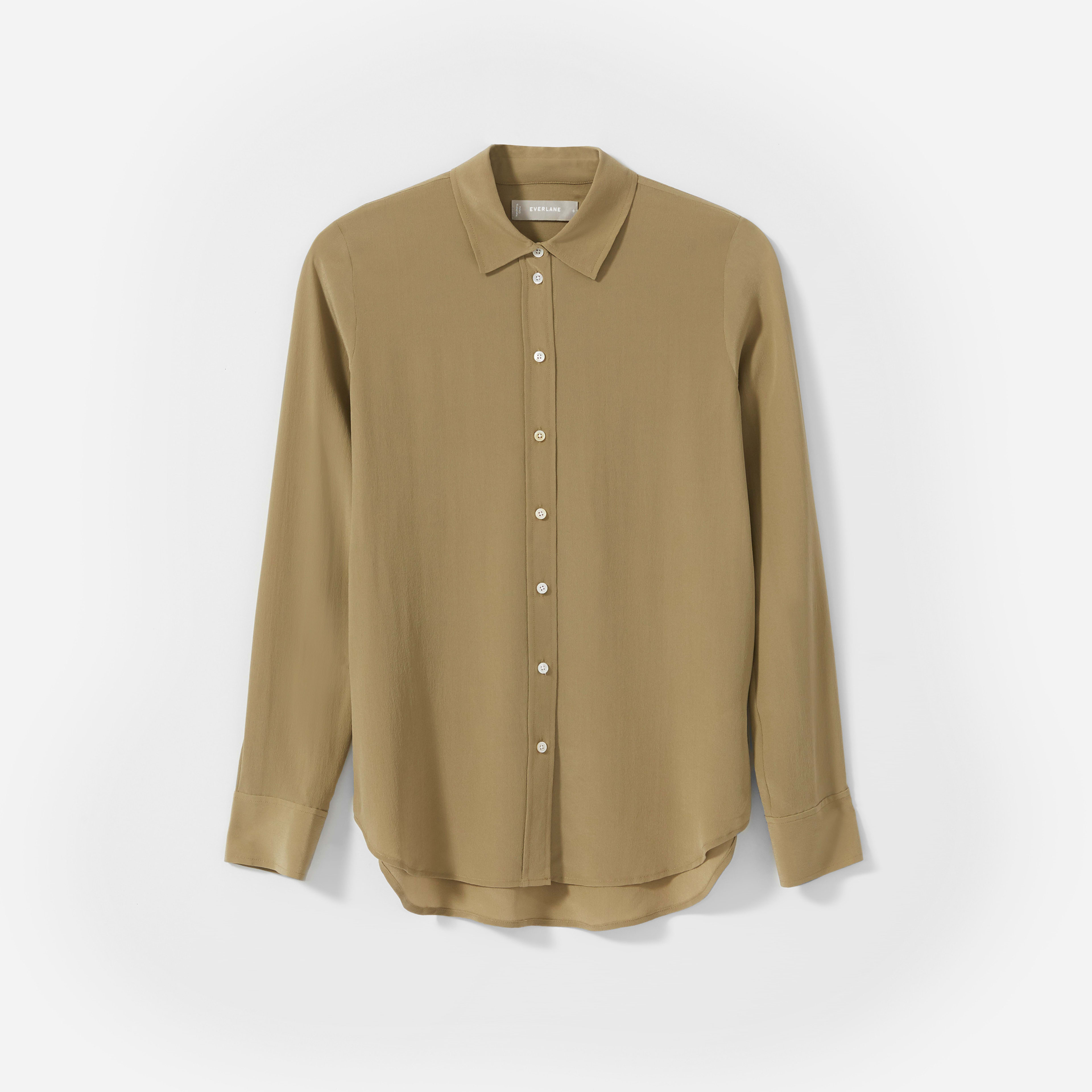 The Clean Silk Relaxed Shirt Covert Green – Everlane