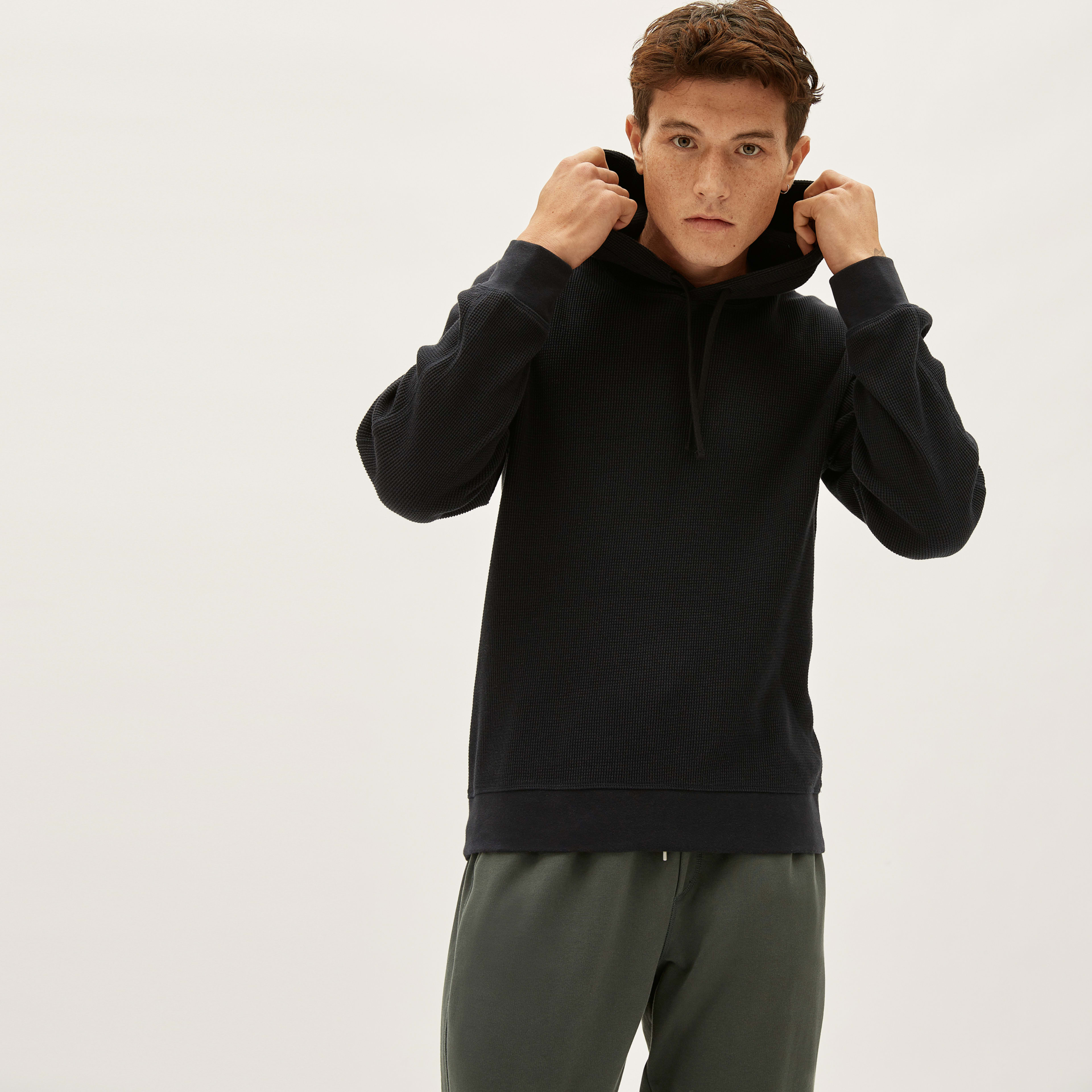 The Waffle-Knit Hoodie Black – Everlane