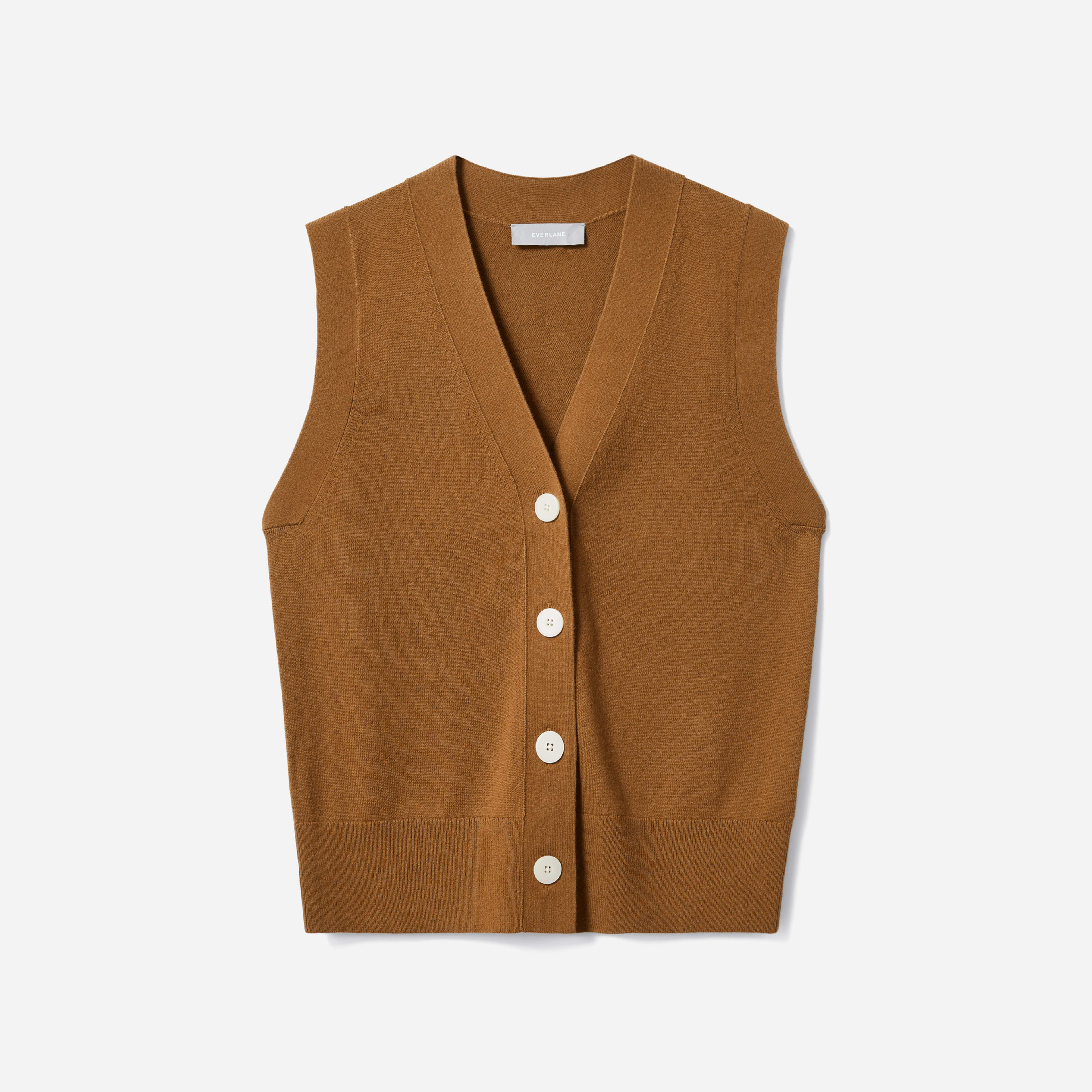 The CottonMerino Sweater Vest Dark Camel Everlane
