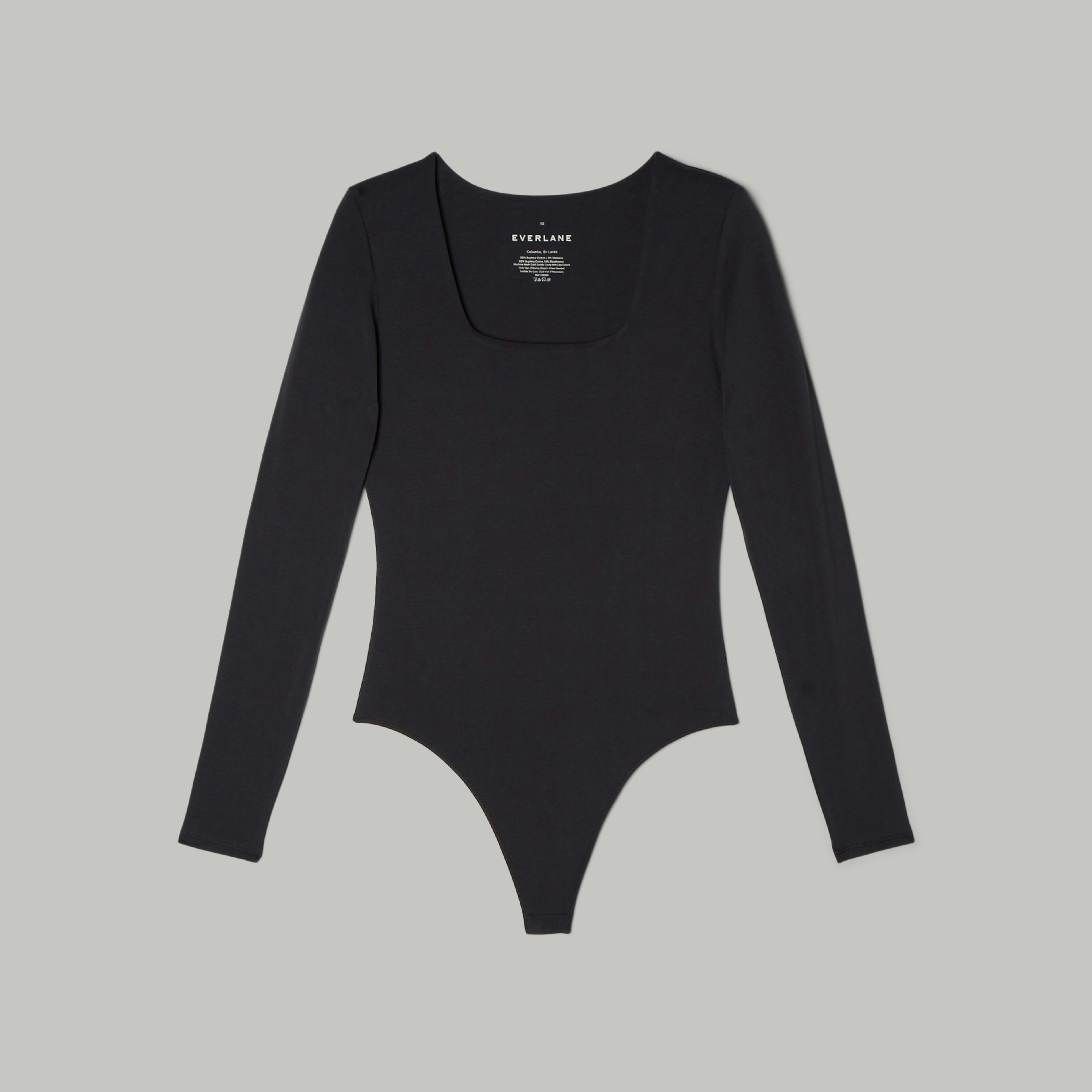 The LongSleeve Supima® SquareNeck Bodysuit Black Everlane