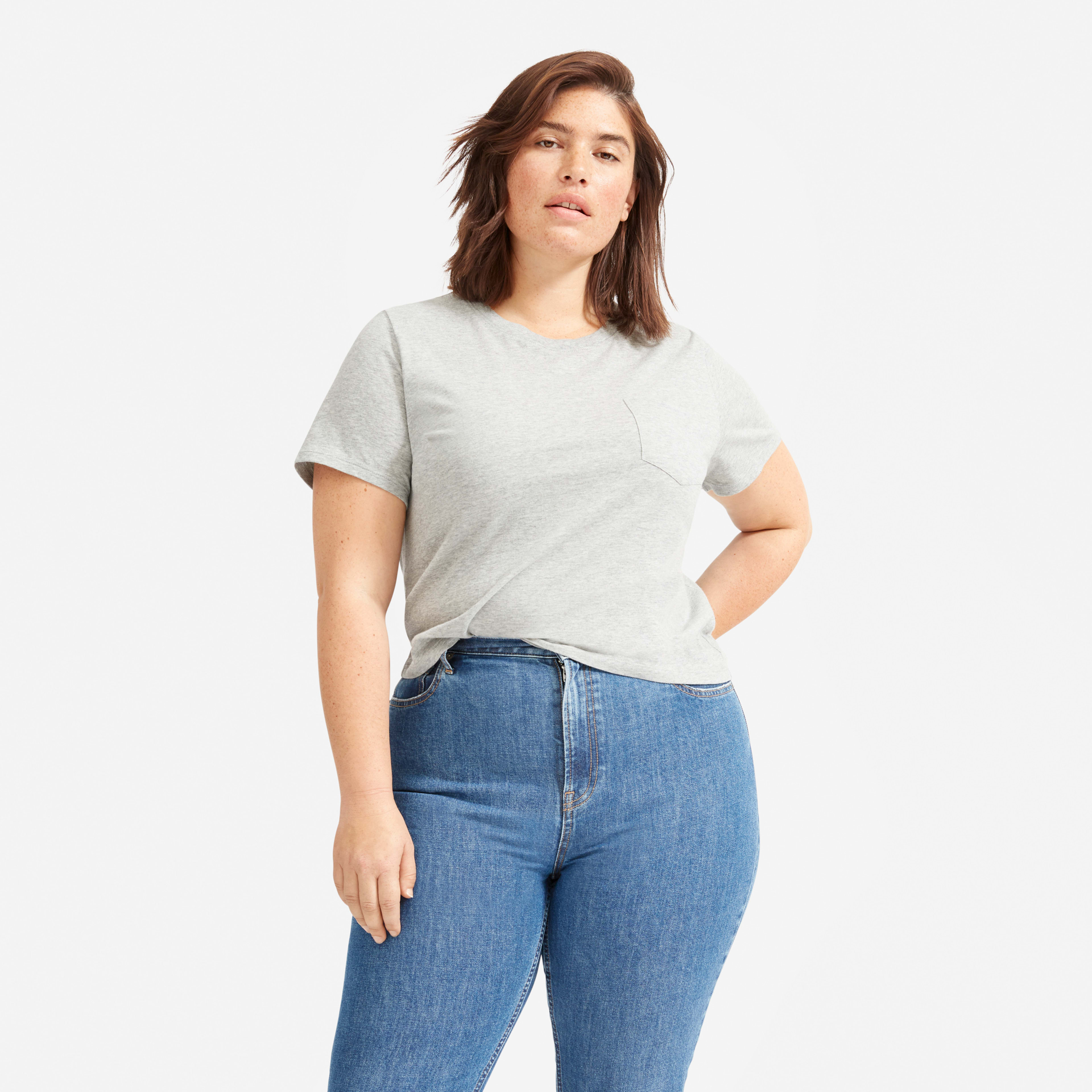 The Cotton Box-Cut Pocket Tee Heathered Grey – Everlane