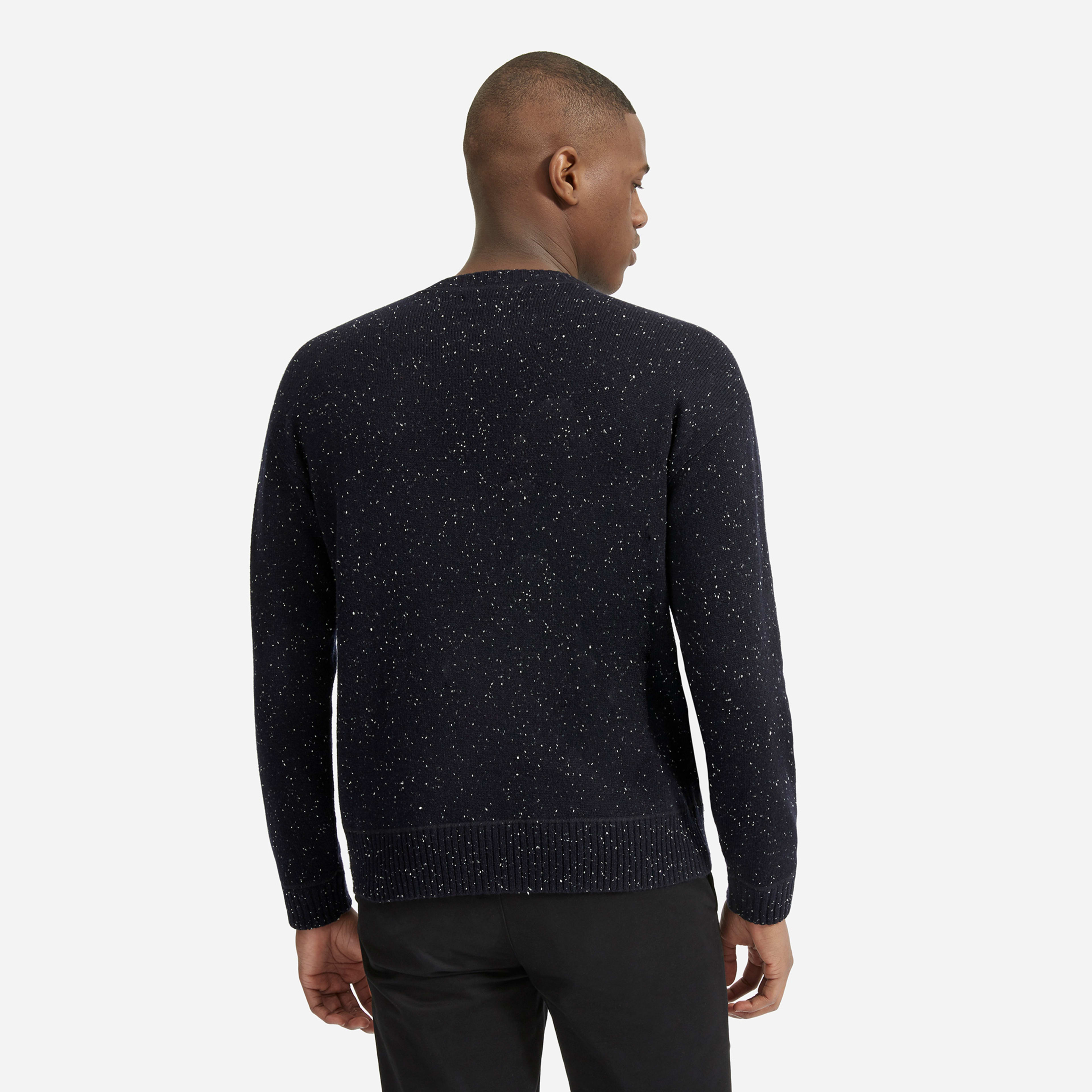 The Heavyweight Cashmere Crew Dark Navy Donegal Everlane