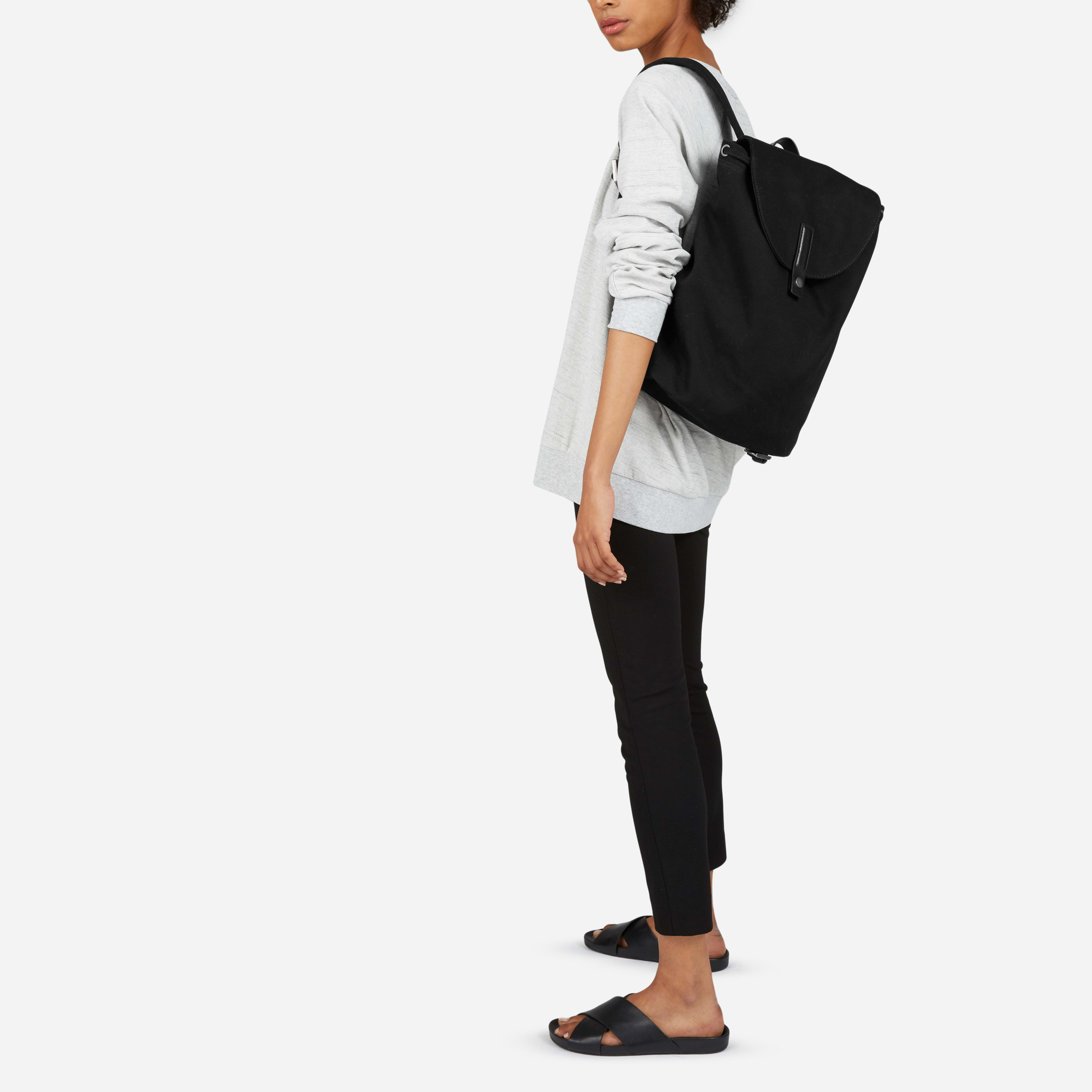 The Modern Twill Single Snap Backpack Small Black Everlane
