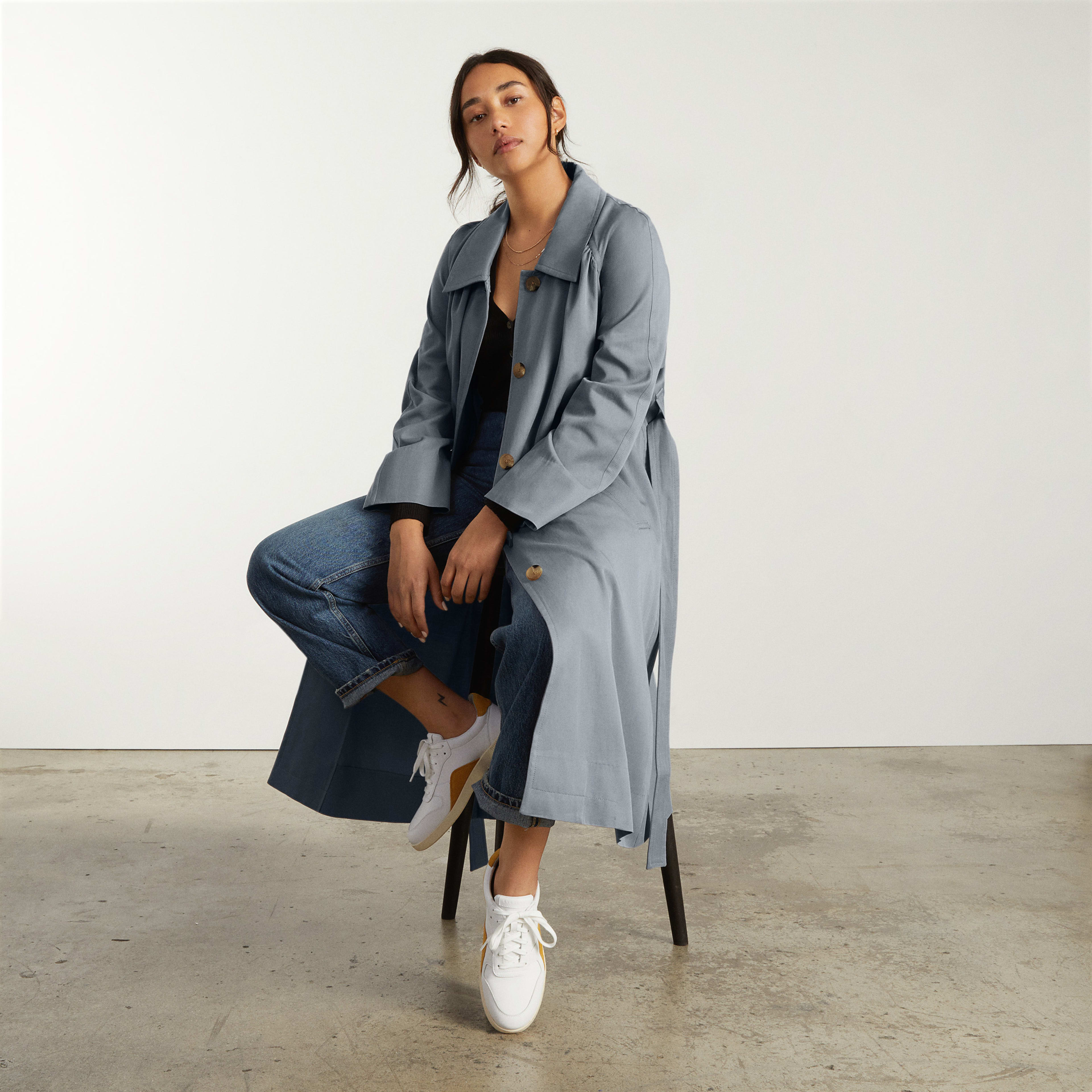 The Gathered Drape Trench Smoke Everlane