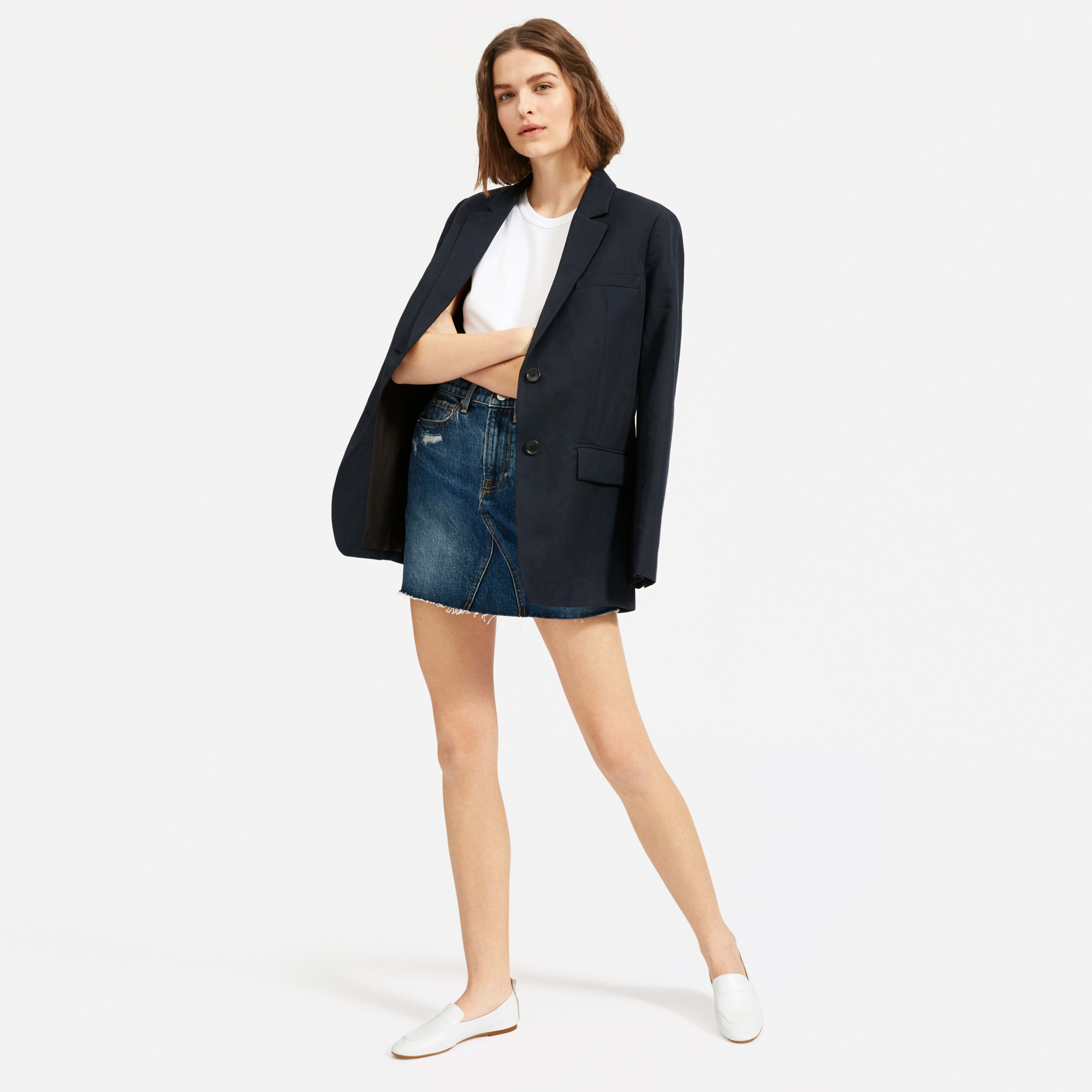 The Reconstructed Denim Skirt Faded Indigo Wash (Raw Hem) Everlane