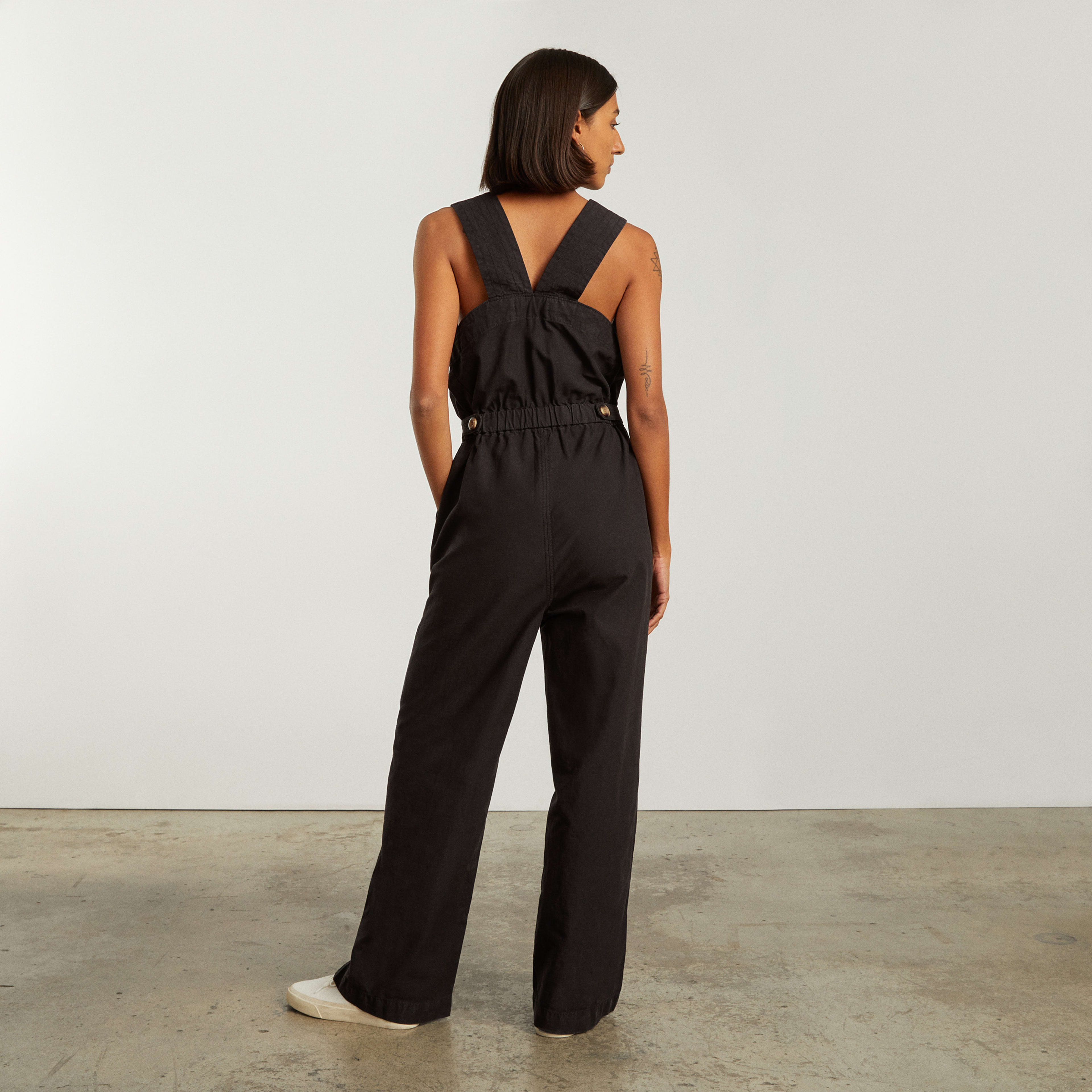 The Fatigue Apron Jumpsuit Black Everlane