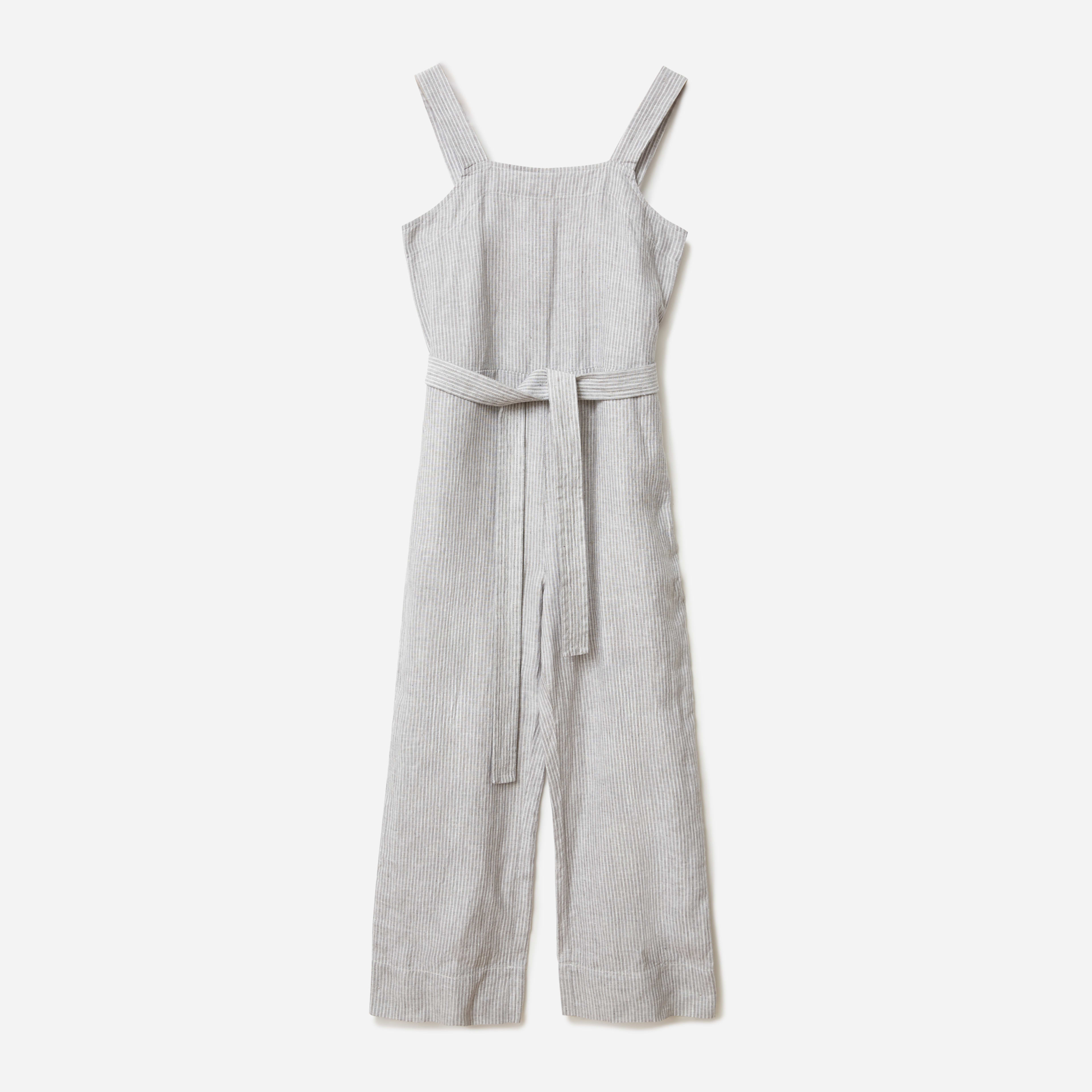 The Linen Square-Neck Jumpsuit Grey / White – Everlane