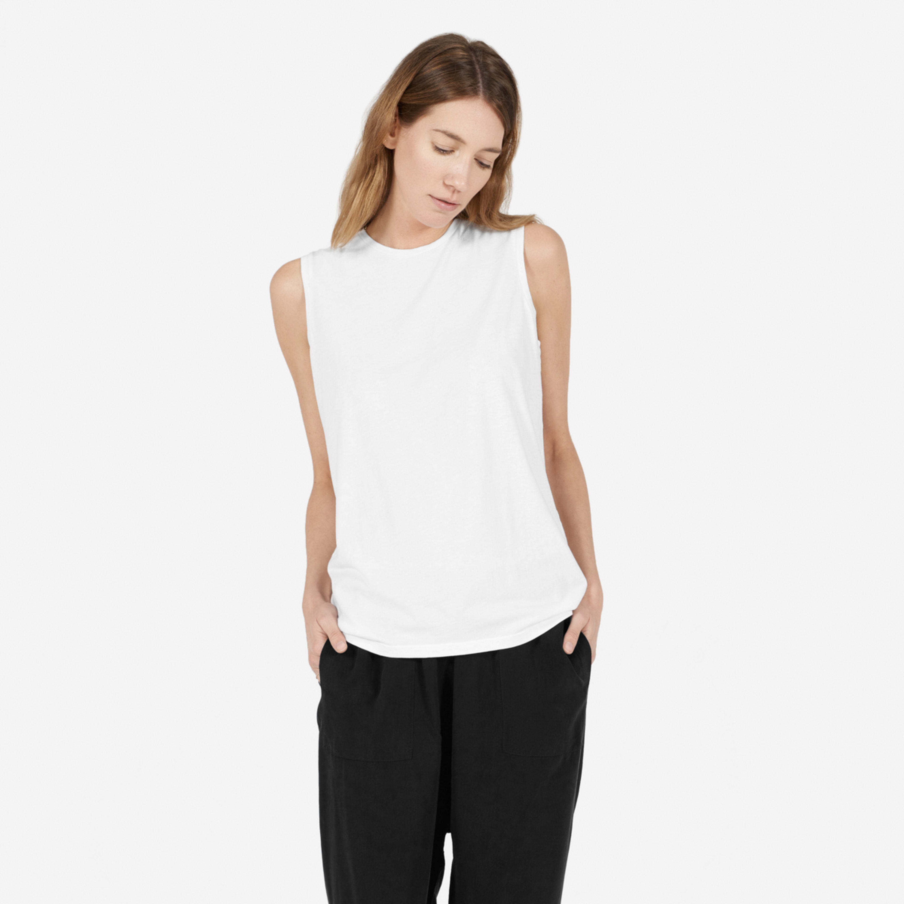 white cotton muscle tank