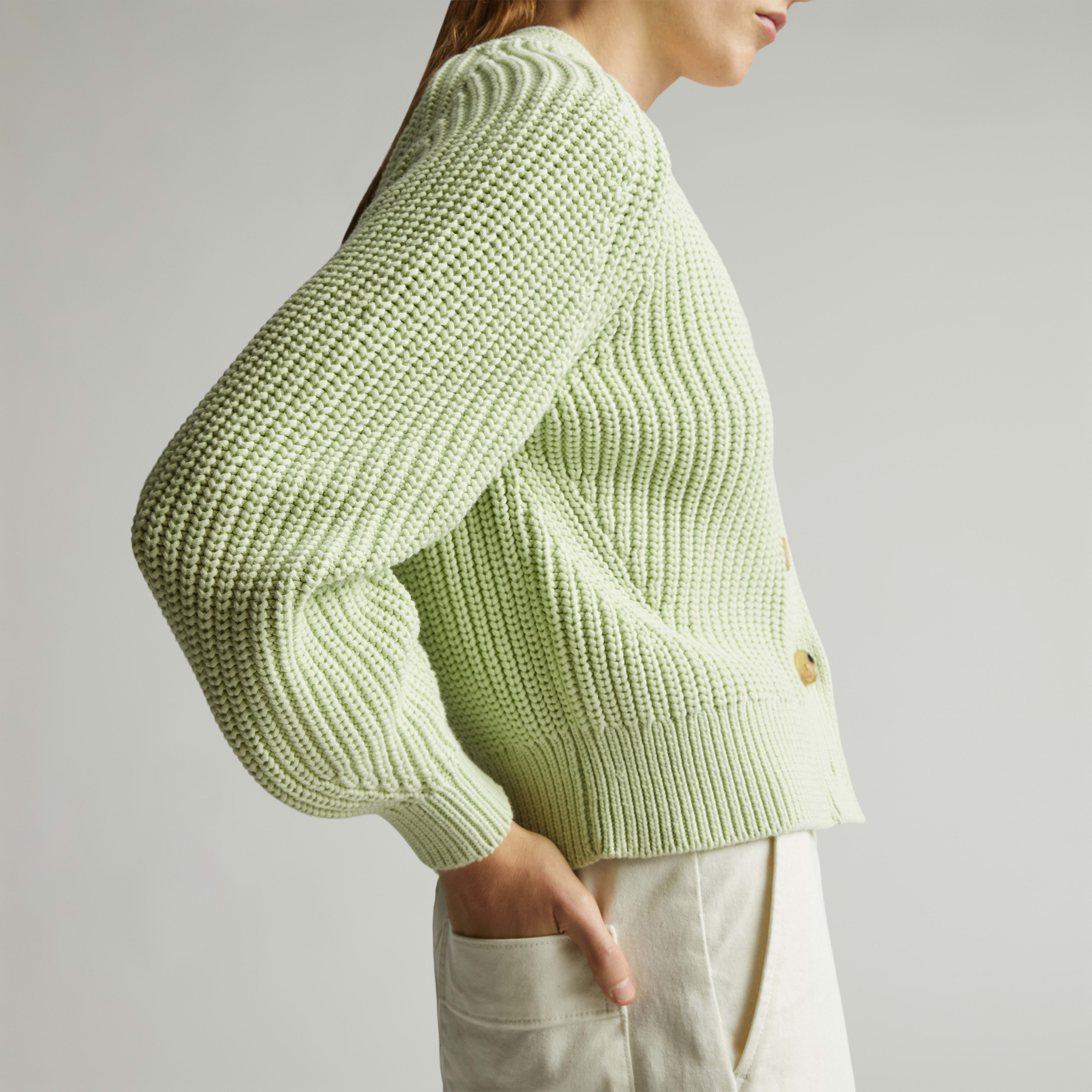 The Texture Cotton Cardigan Seafoam Green Everlane