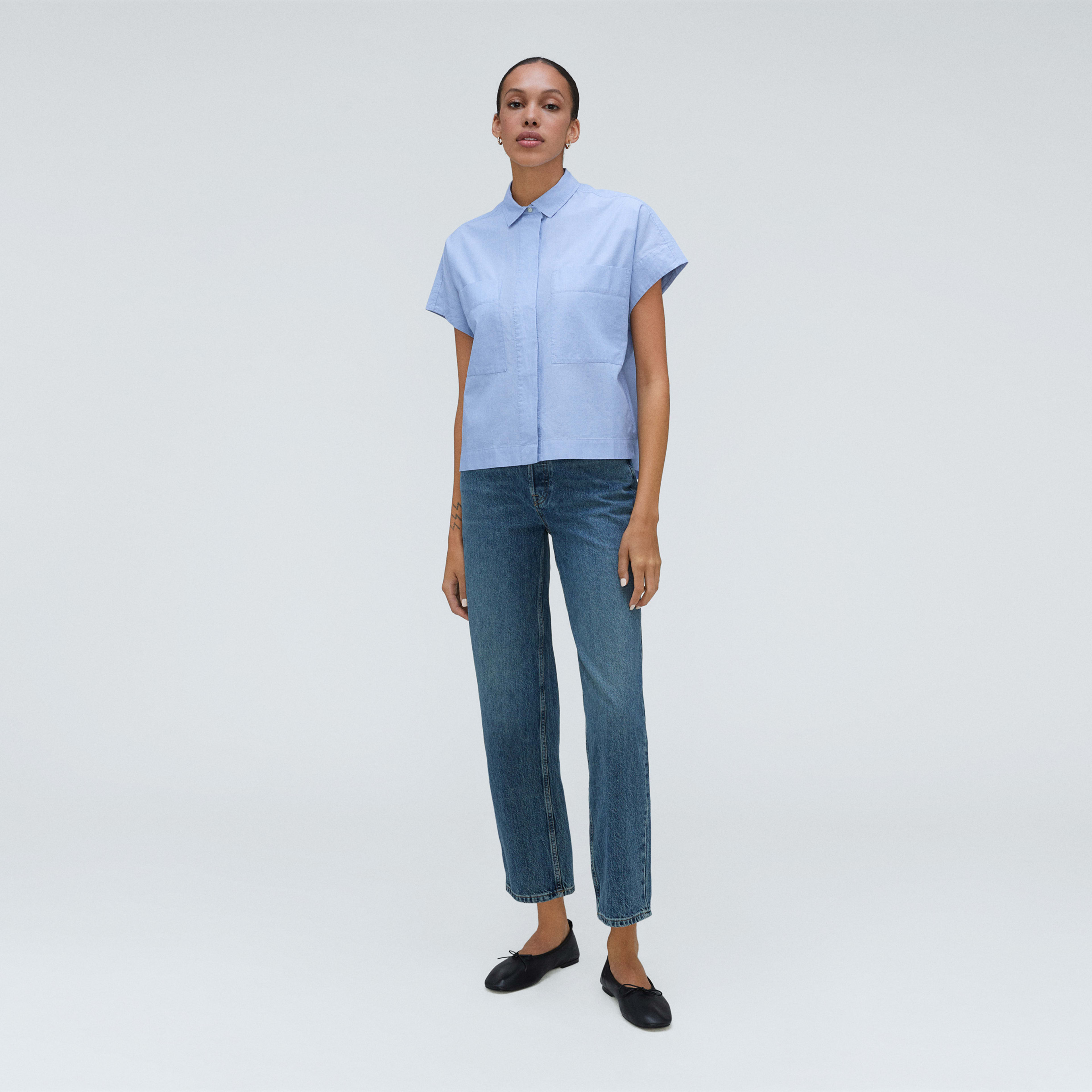The ShortSleeve Box Shirt Slate Blue Everlane