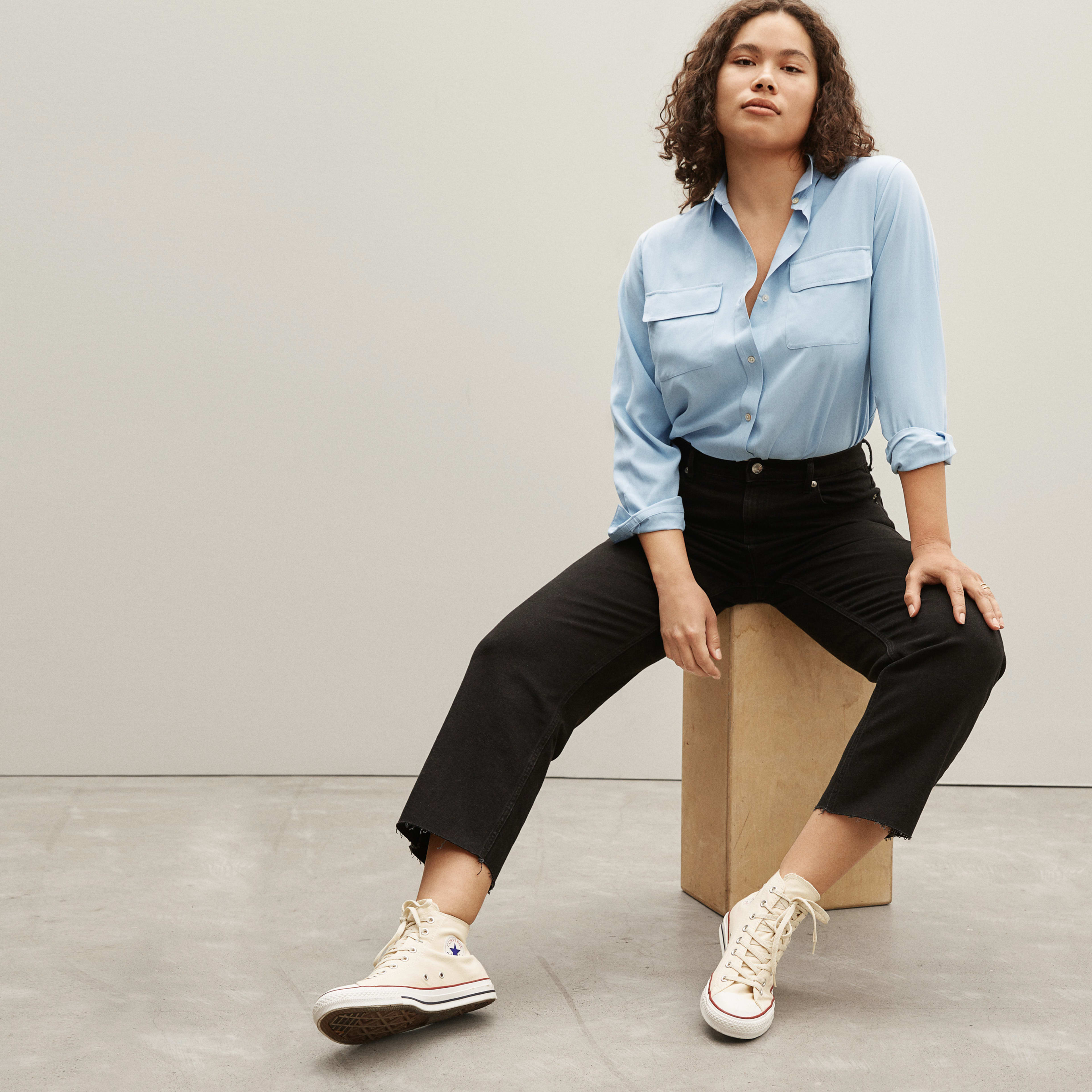 The Washable Silk Relaxed Shirt Powder Blue Everlane