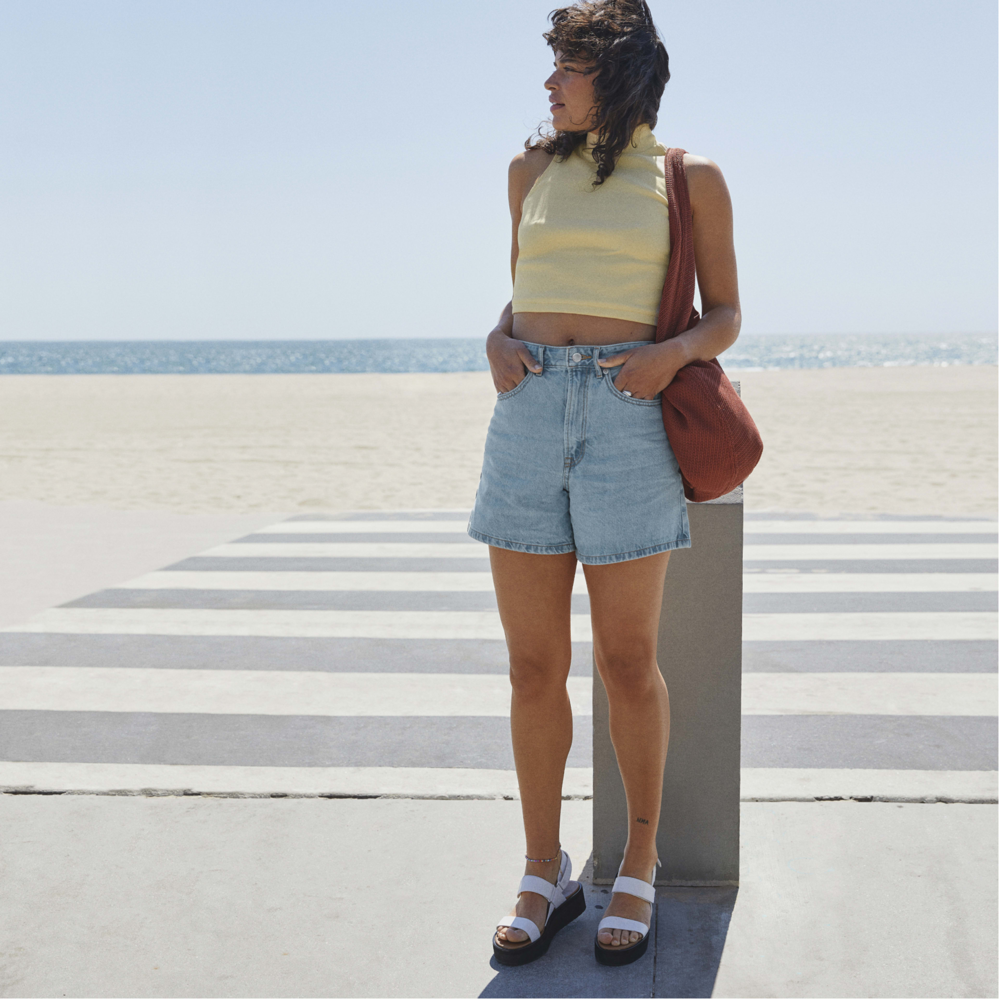 The ALine Denim Short Powder Blue Everlane