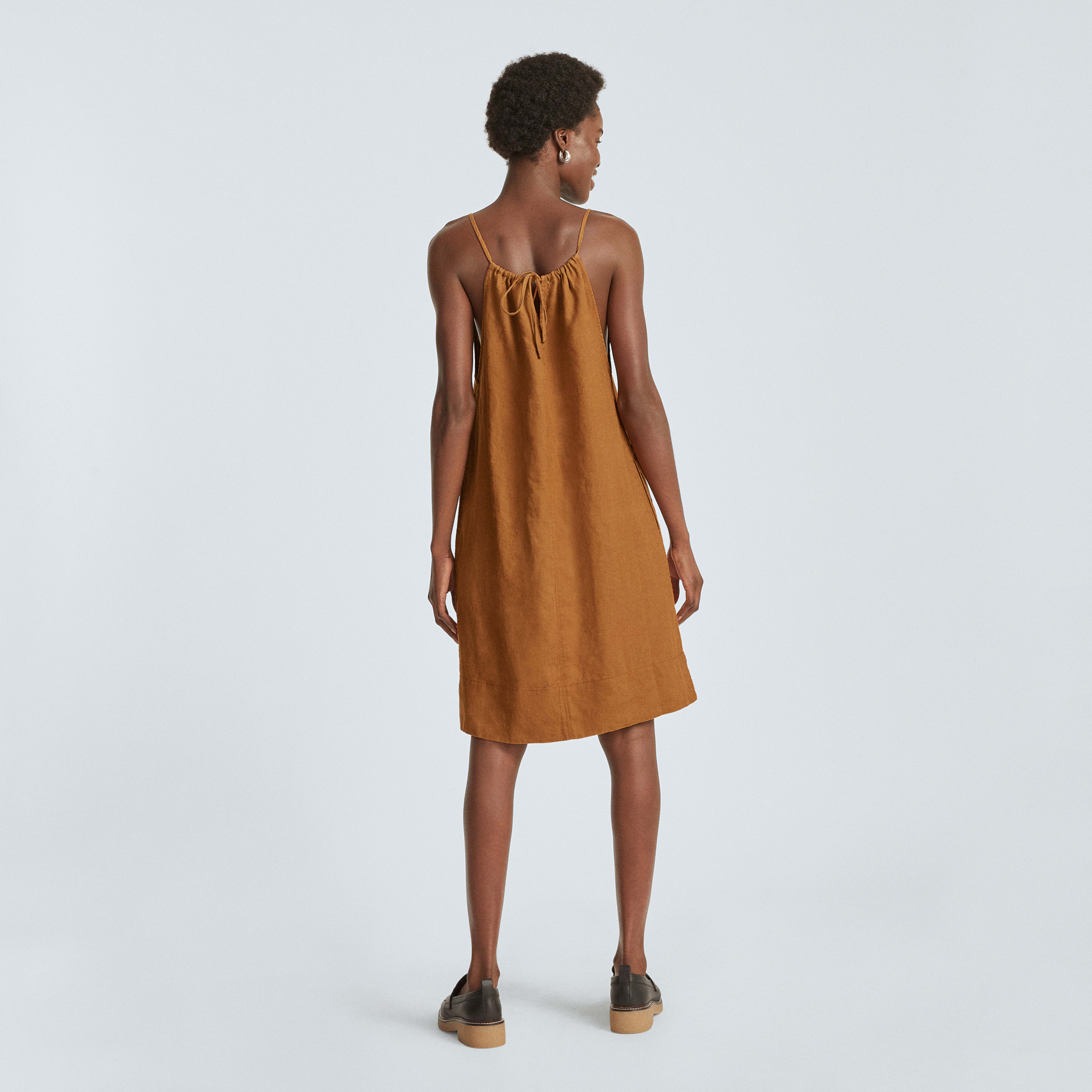 The Linen Apron Dress Tawny Brown Everlane